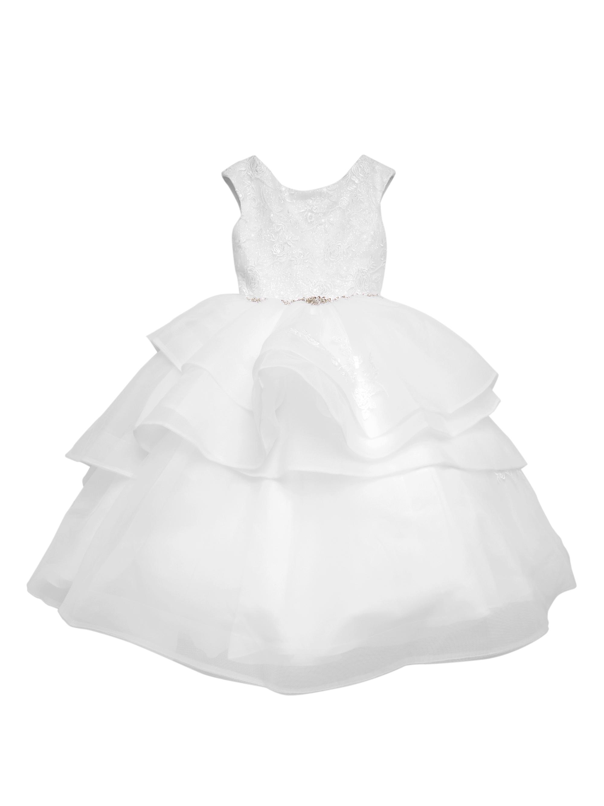 Joan Calabrese Little Girl's & Girl's Communion Sparkle Tulle Tier Dress - White