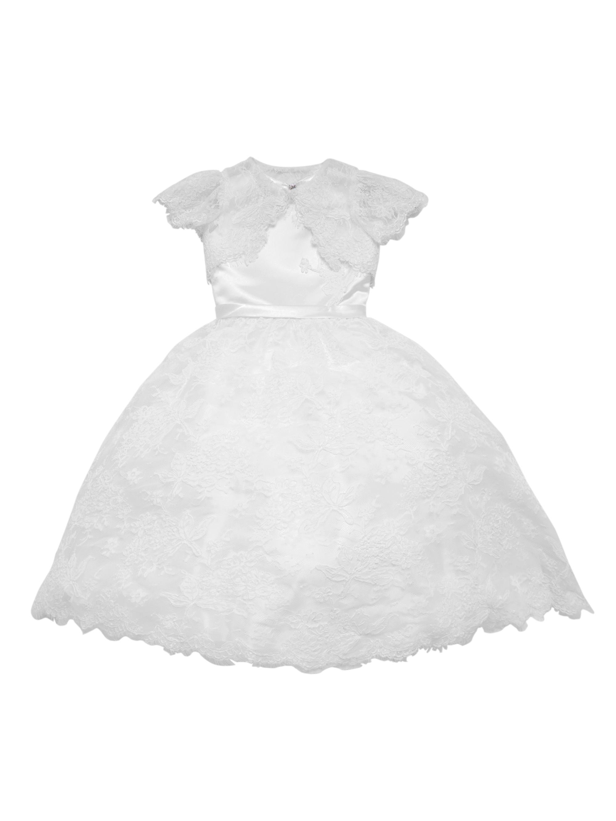 Joan Calabrese Little Girl's & Girl's Communion Satin Lace-Trim Dress & Bolero Set - White