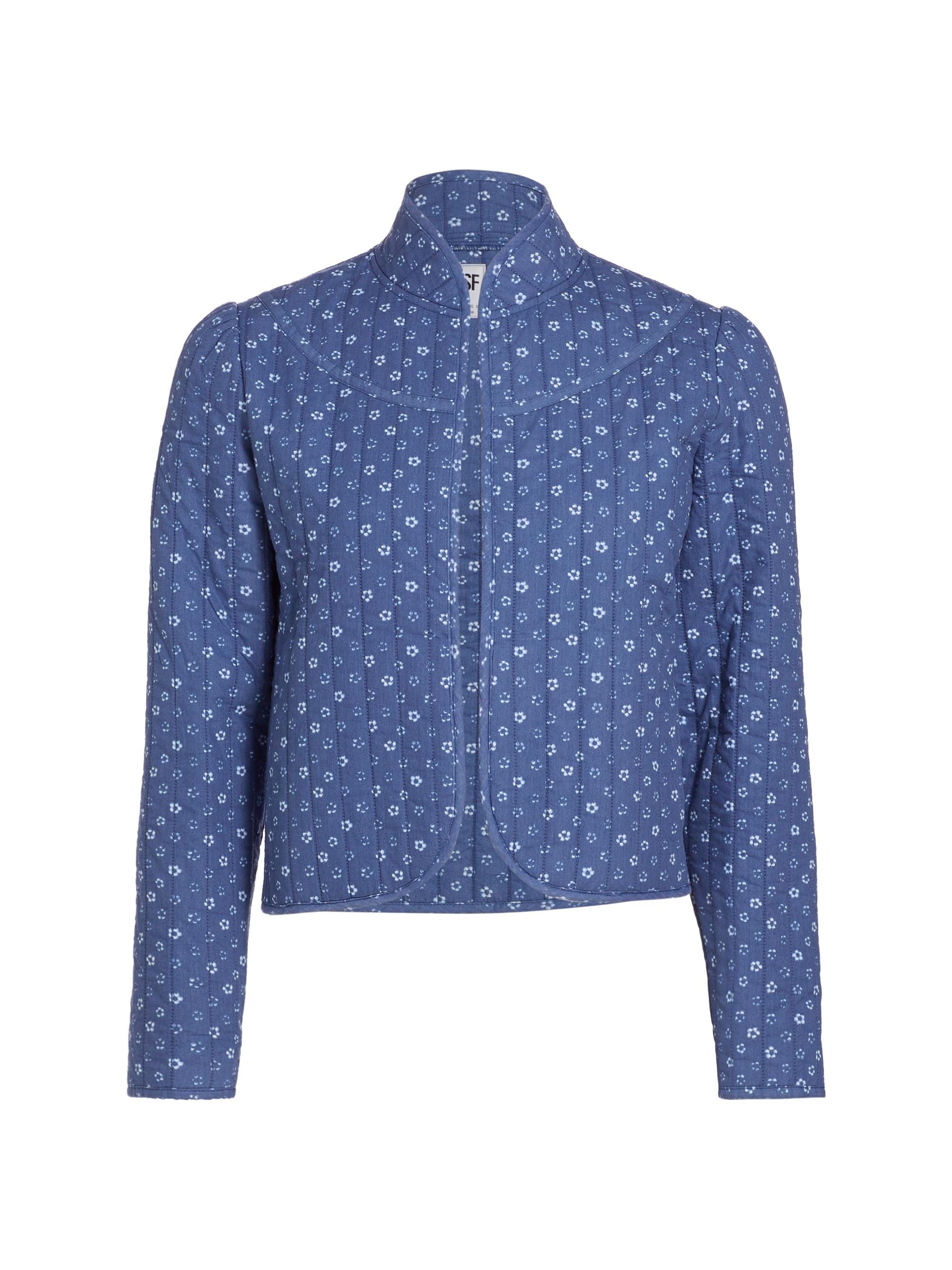 NSF Women's Daisy Cropped Quilted Jacket - Indigo Flower