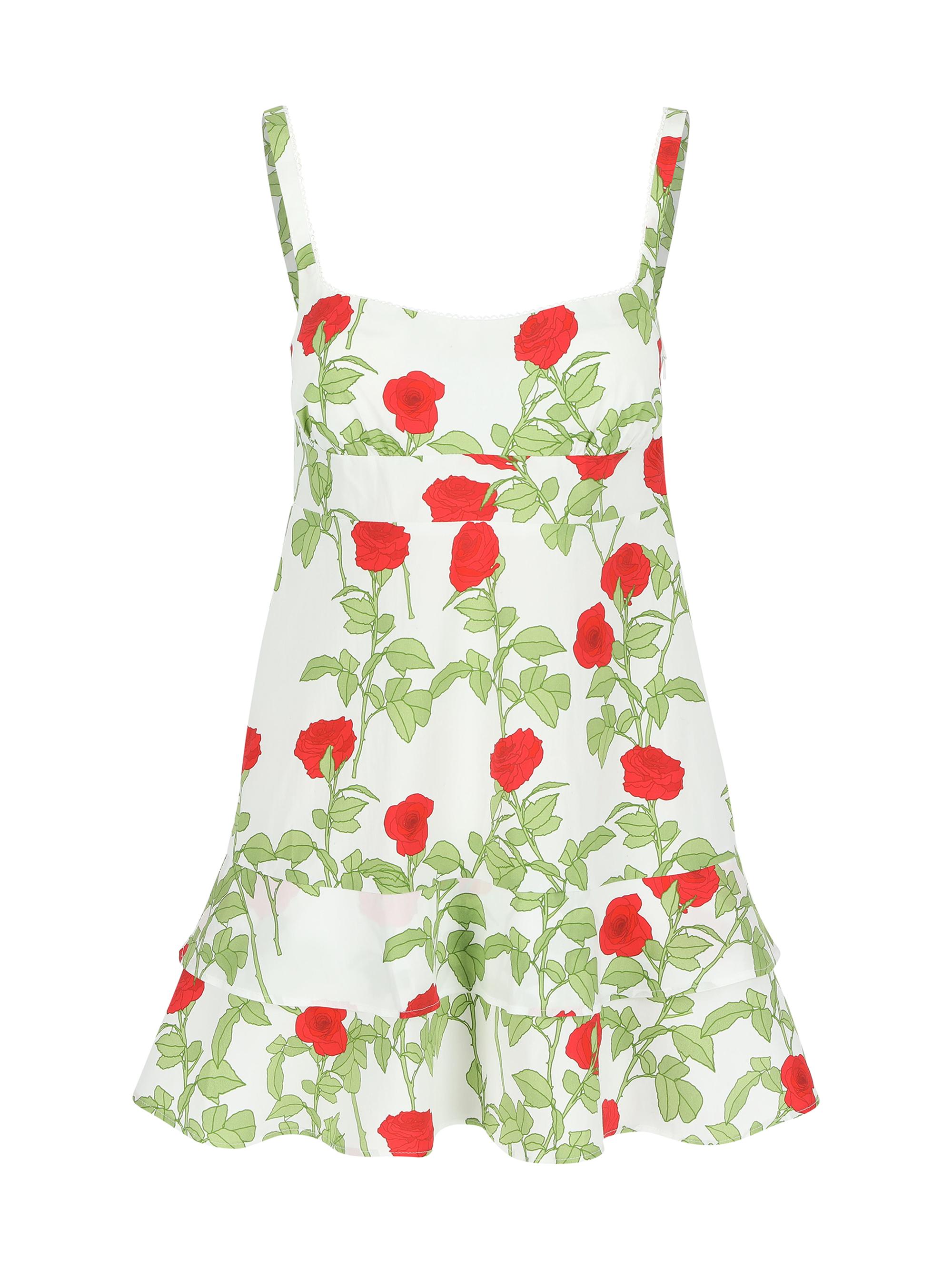 Bernadette Women's Pammie Rose Ruffled Minidress - Climbing Roses Red On