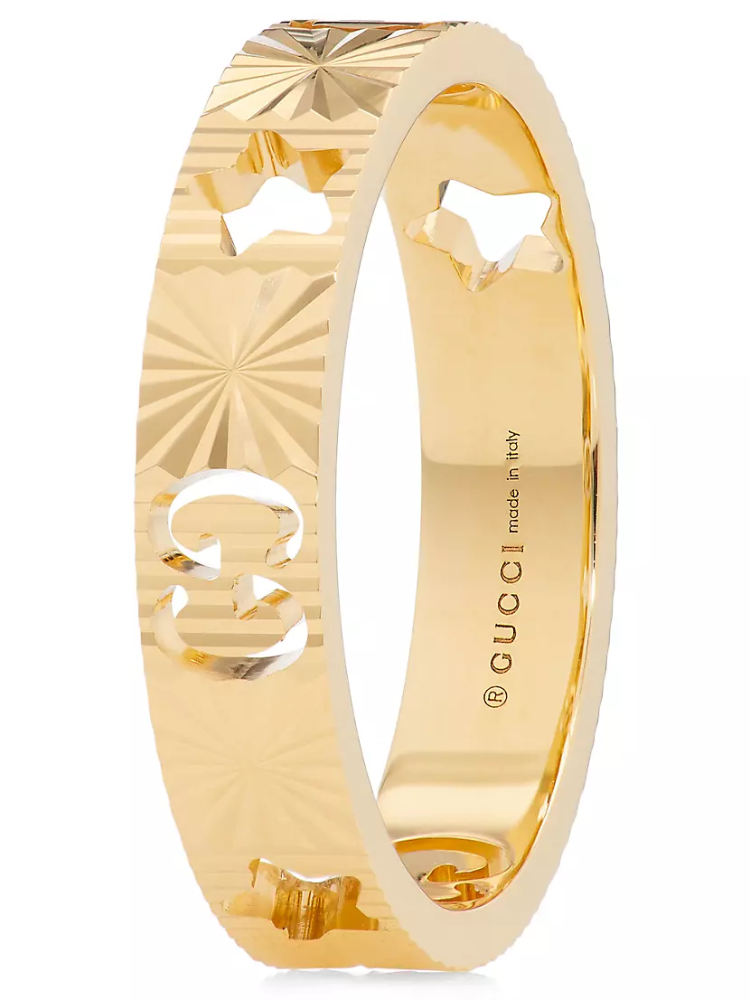 Gucci Icon 18kt Rose Gold Ring With Stars, Size 7.25