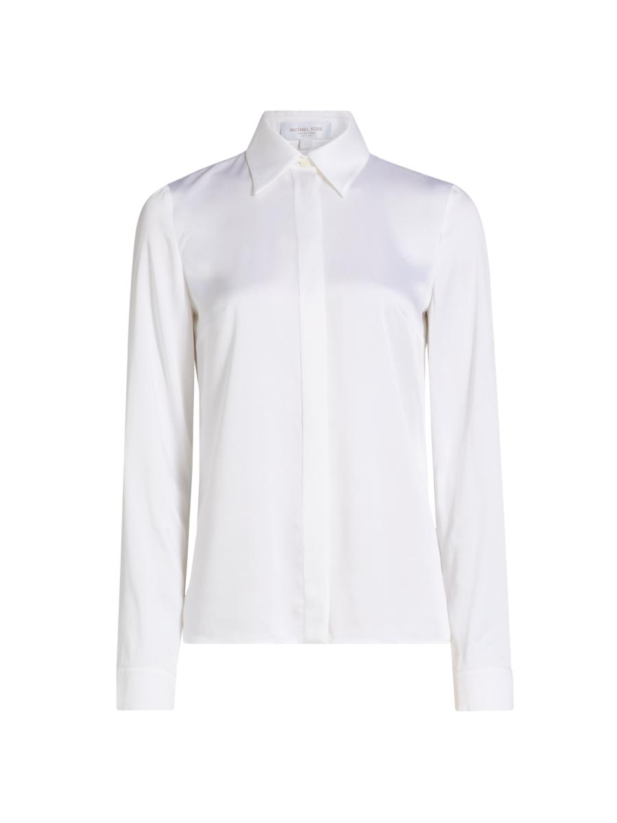 Michael Kors Women's Hansen Charmeuse Shirt In White