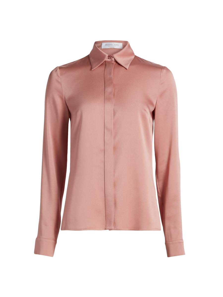 Michael Kors Women's Hansen Charmeuse Shirt In Pink