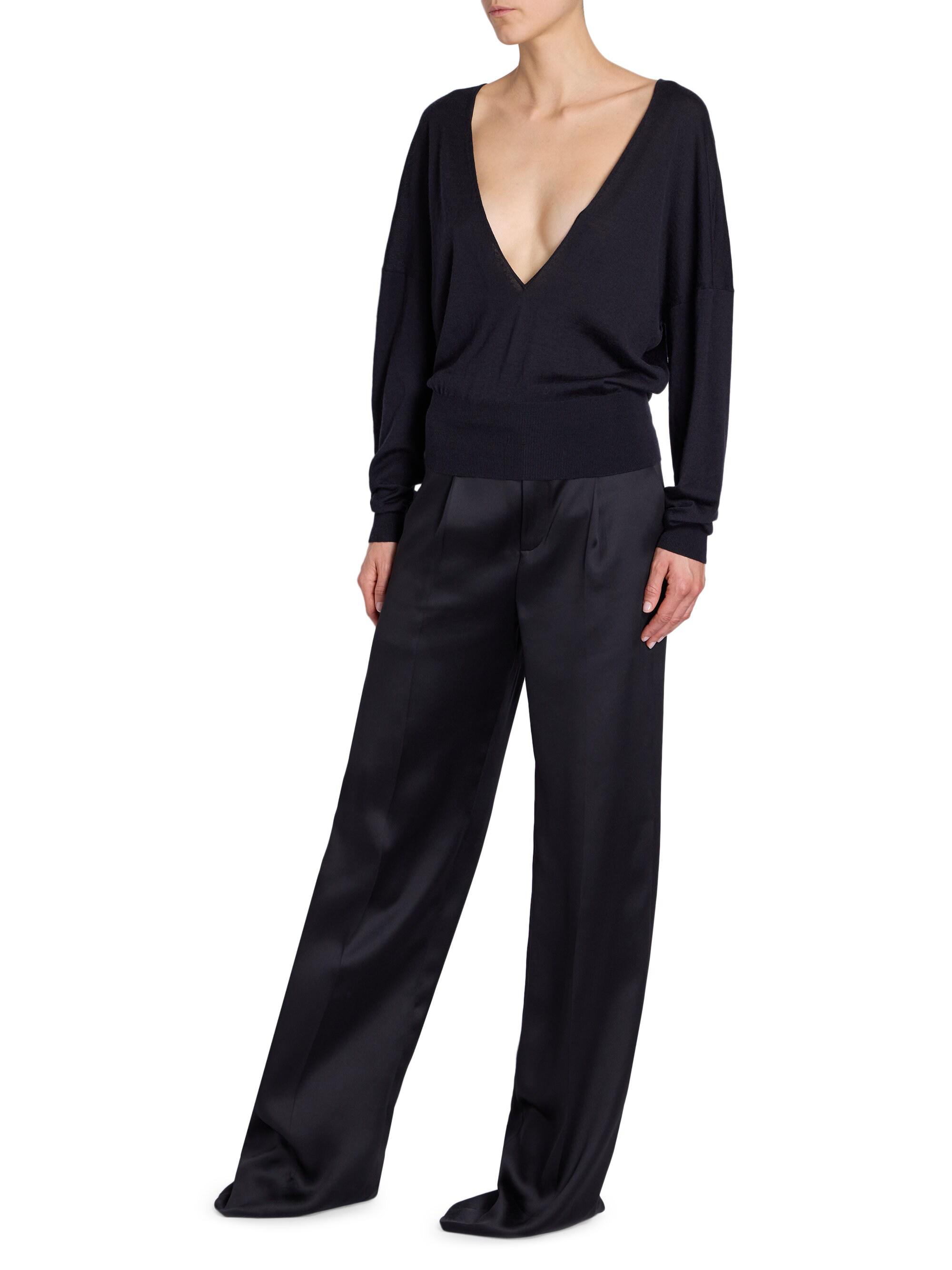 Saint Laurent V-Neck Sweater In Cashmere, Wool and Silk | Saks 