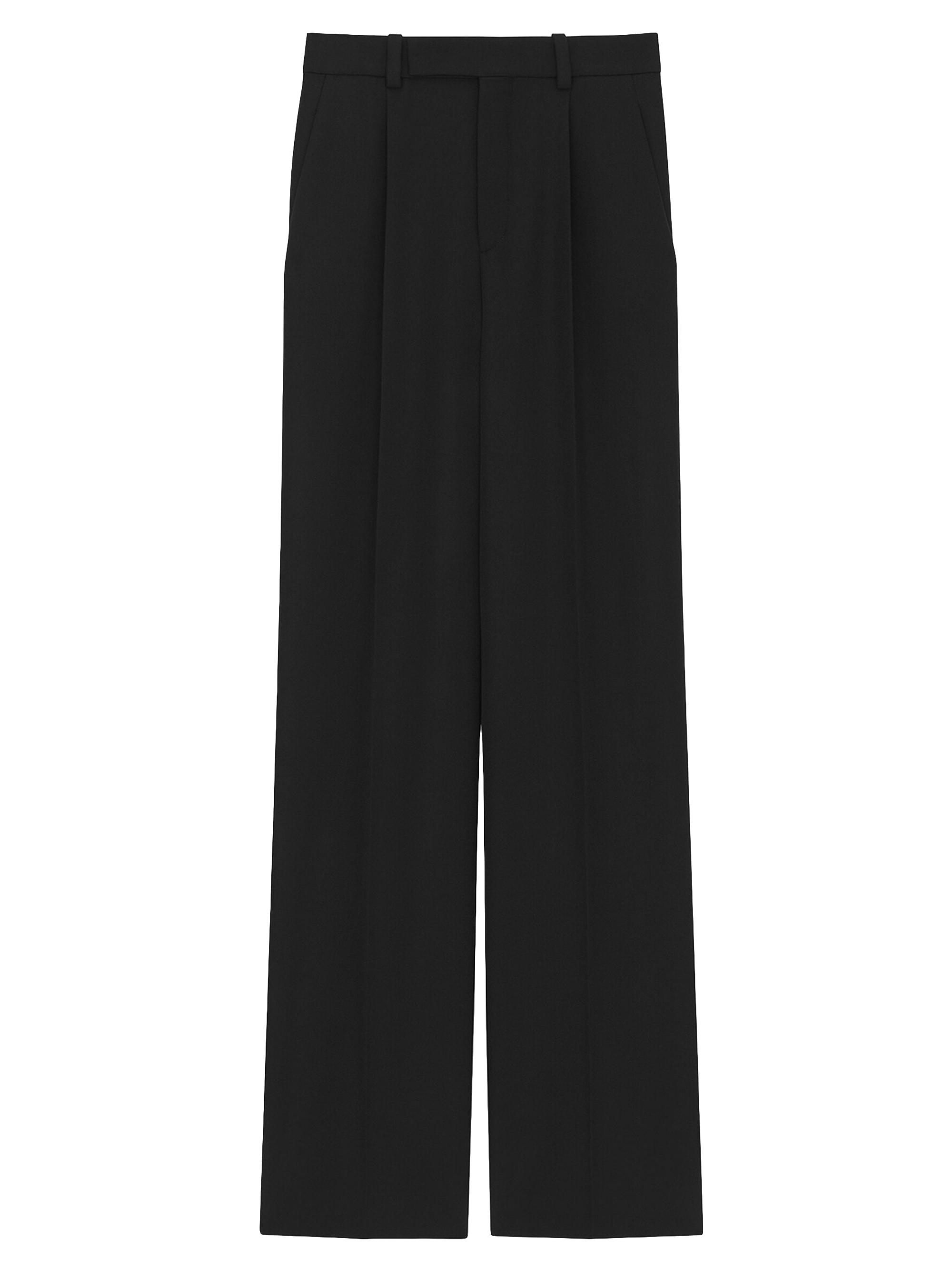 Saint Laurent Women's Flared Pants in Grain De Poudre - Noir