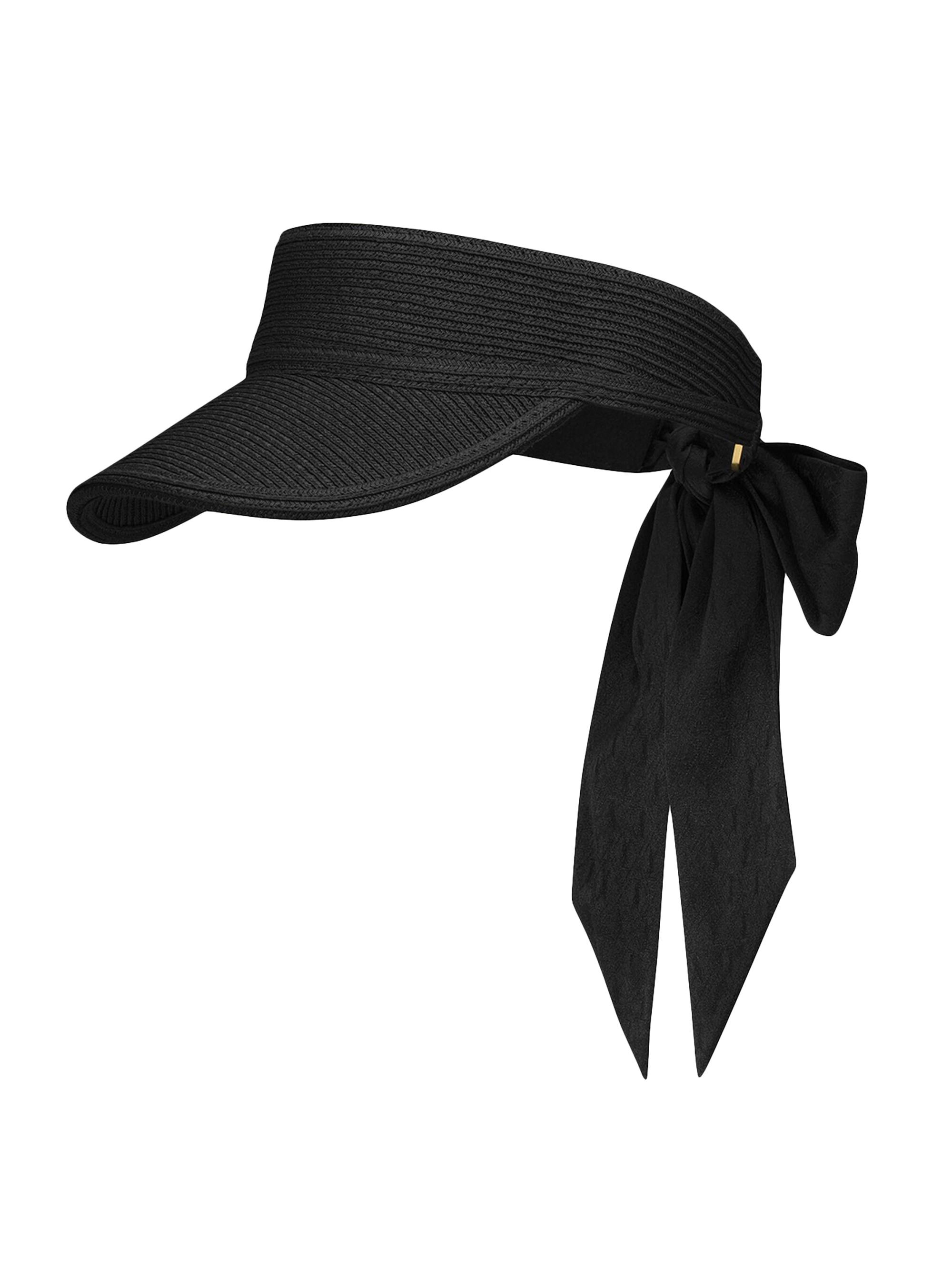 Saint Laurent Women's Visor in Straw with Scarf - Beige