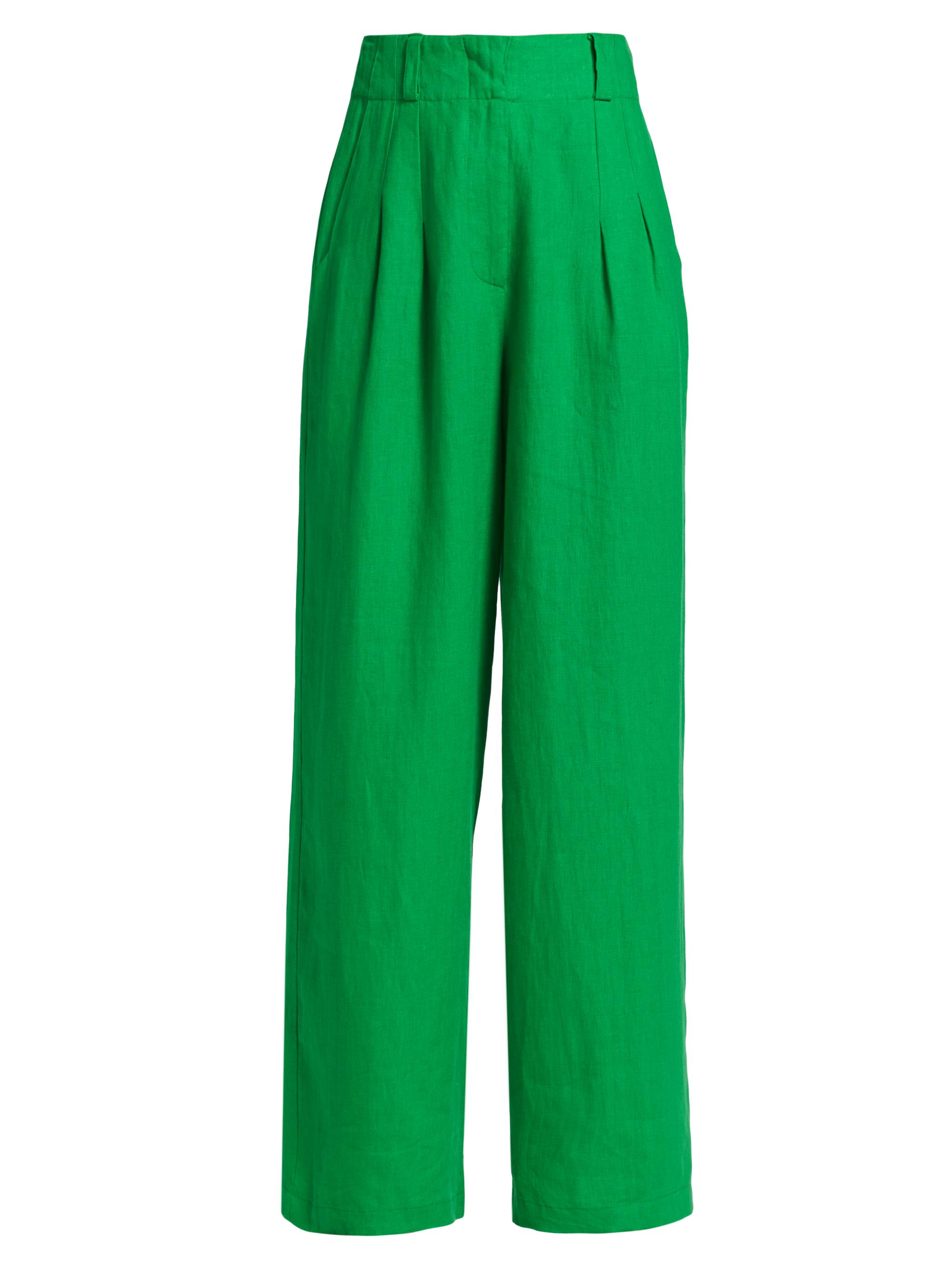 Simon Miller Women's Bloo Pleated Linen Wide-Leg Pants - Gummy Green