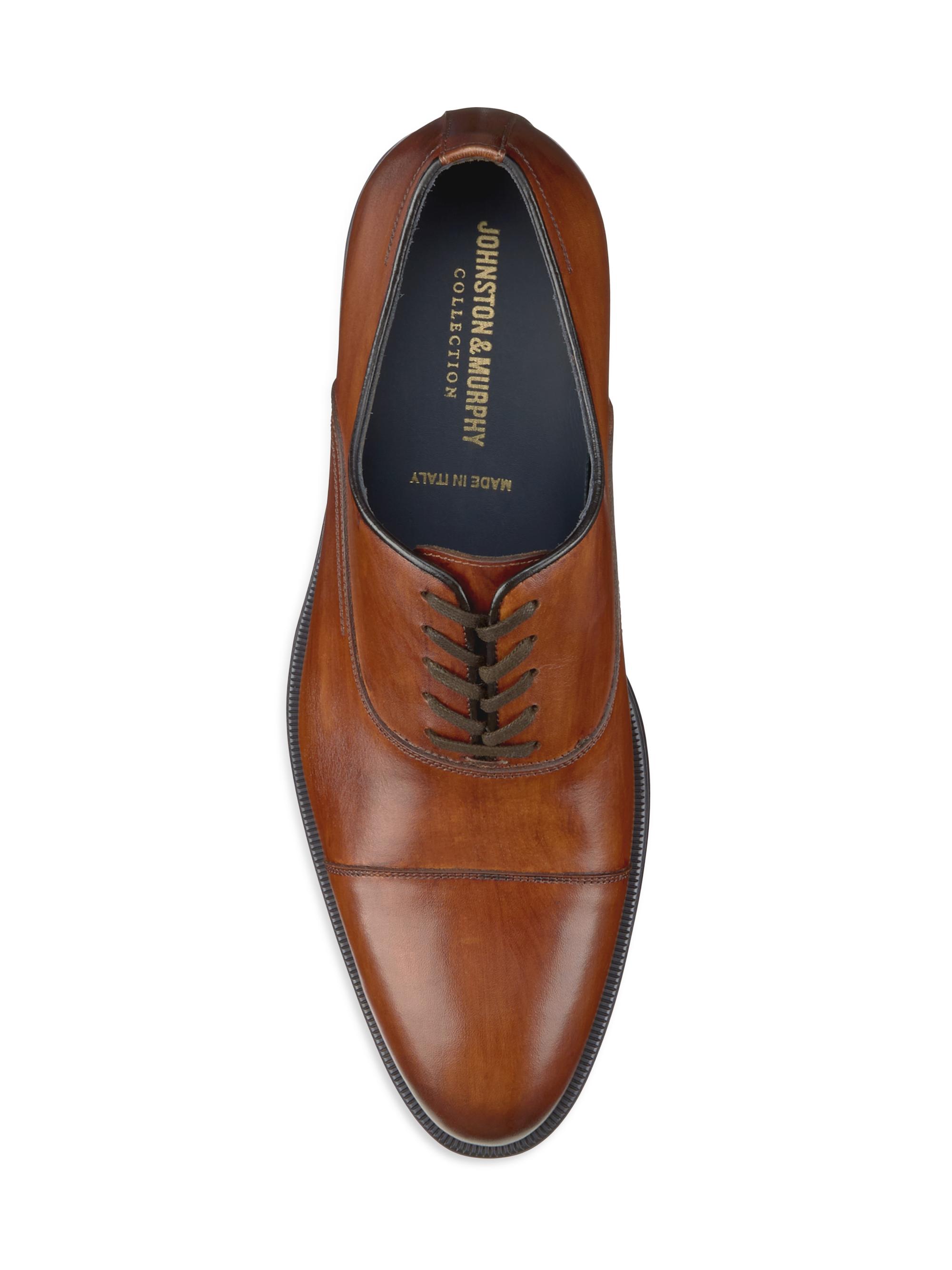 Johnston & Murphy J&M Collection Flynch Leather Cap-Toe Oxfords