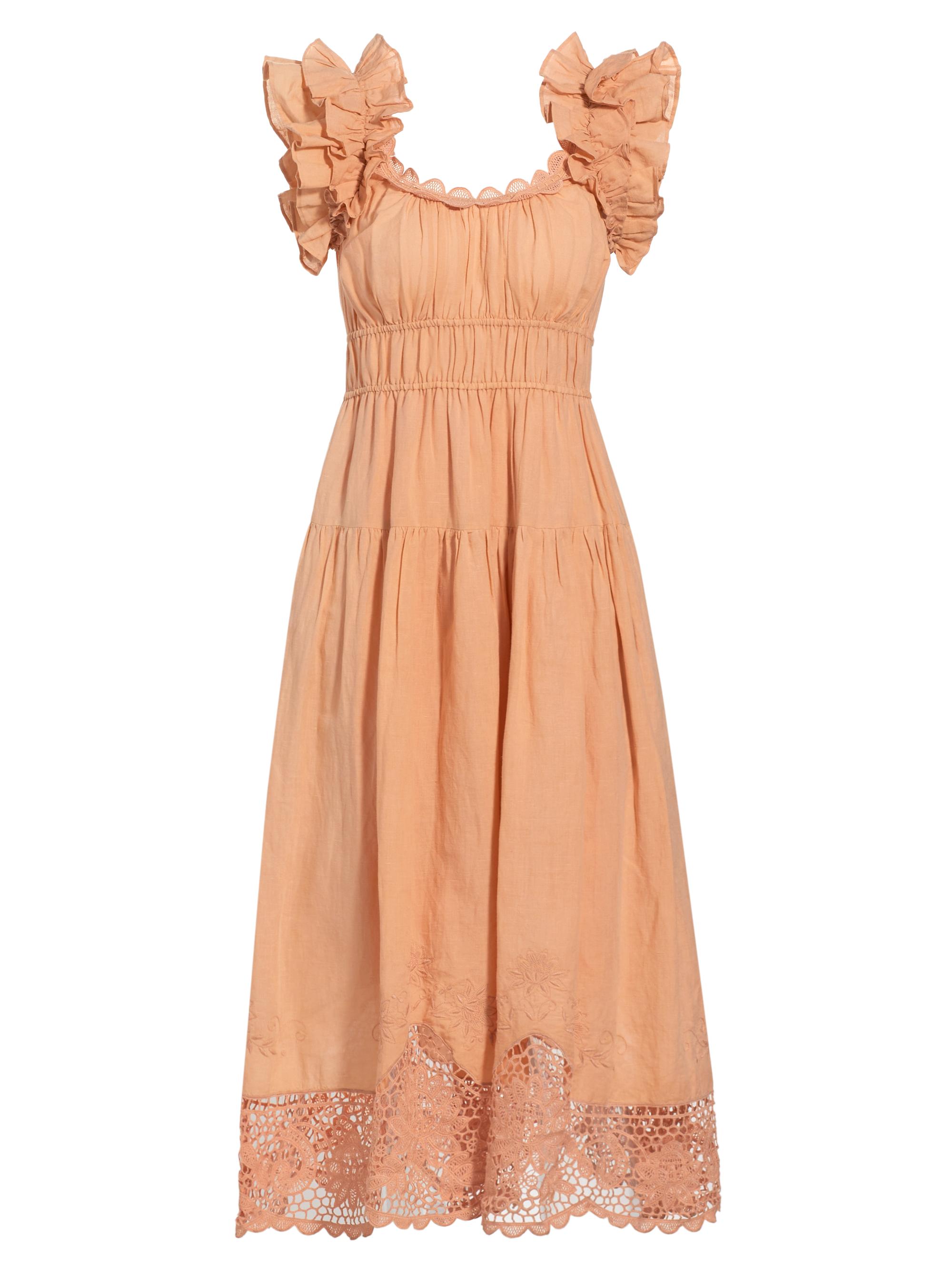 chinese dress ladies Linen-Blend Tiered Mini Dress