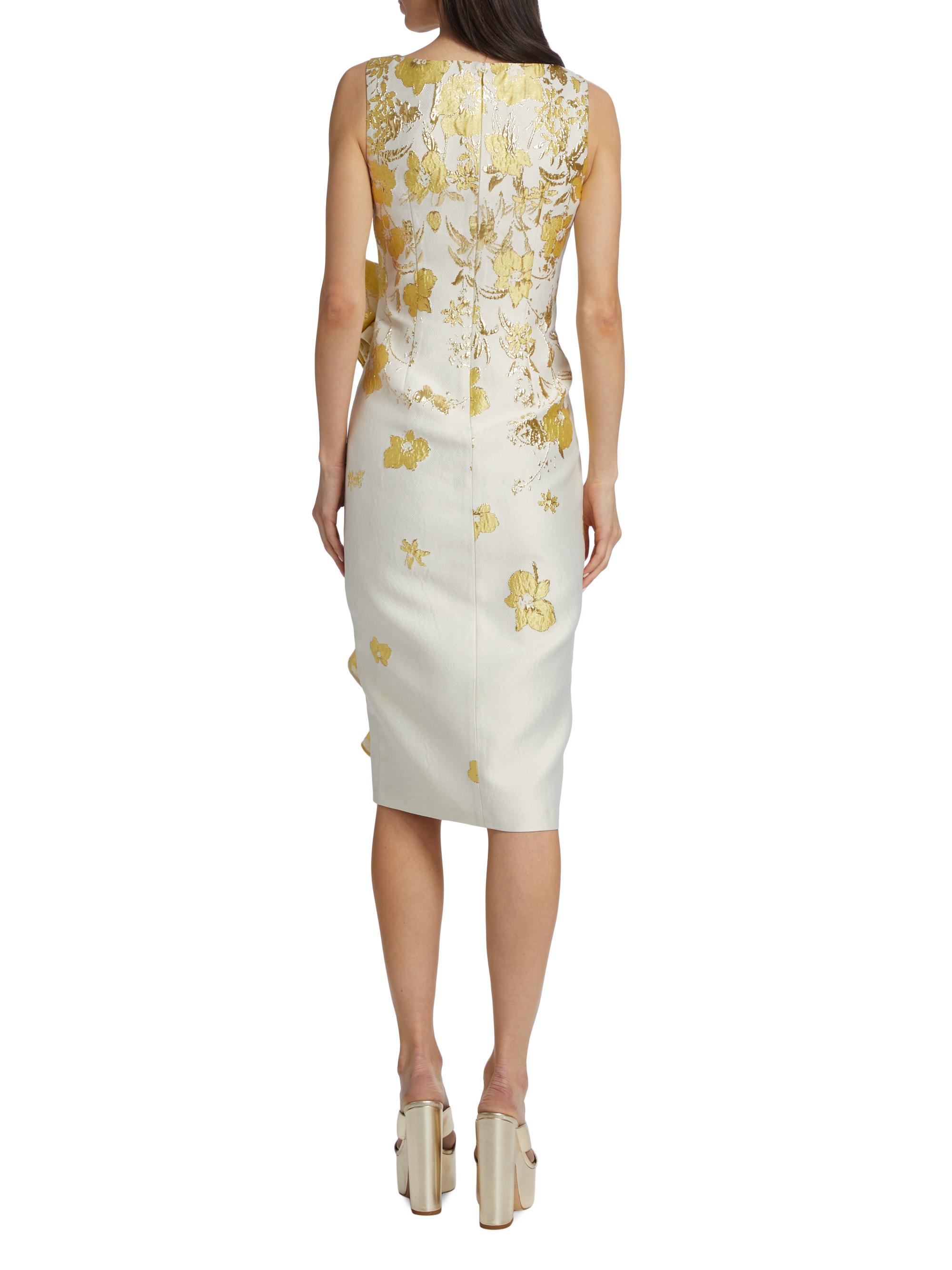 Badgley Mischka Metallic Brocade Ruffled Sheath Dress | Saks Fifth Avenue