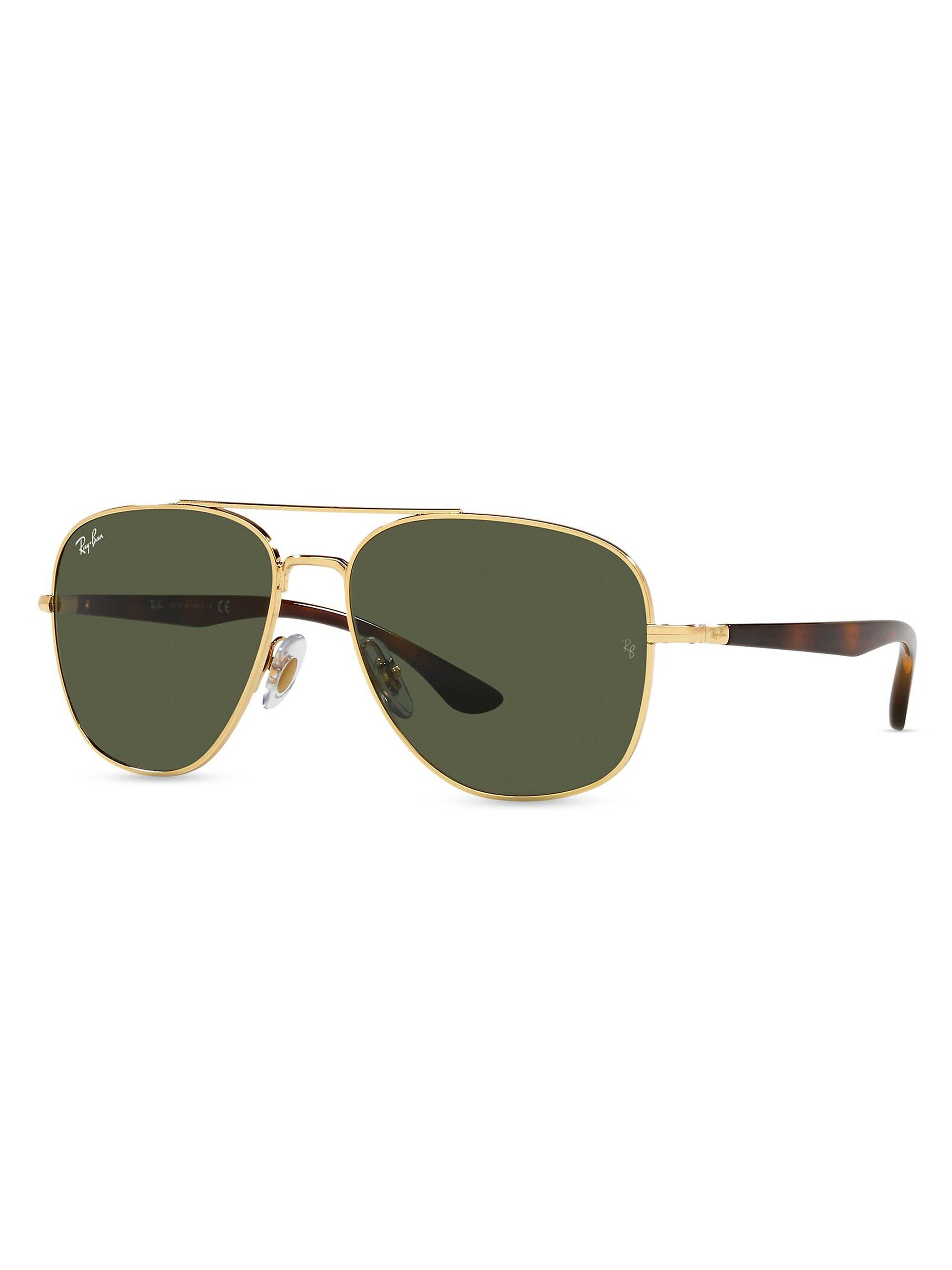 Ray-Ban Men's RB3683 Metal Square Sunglasses - Gold Flash