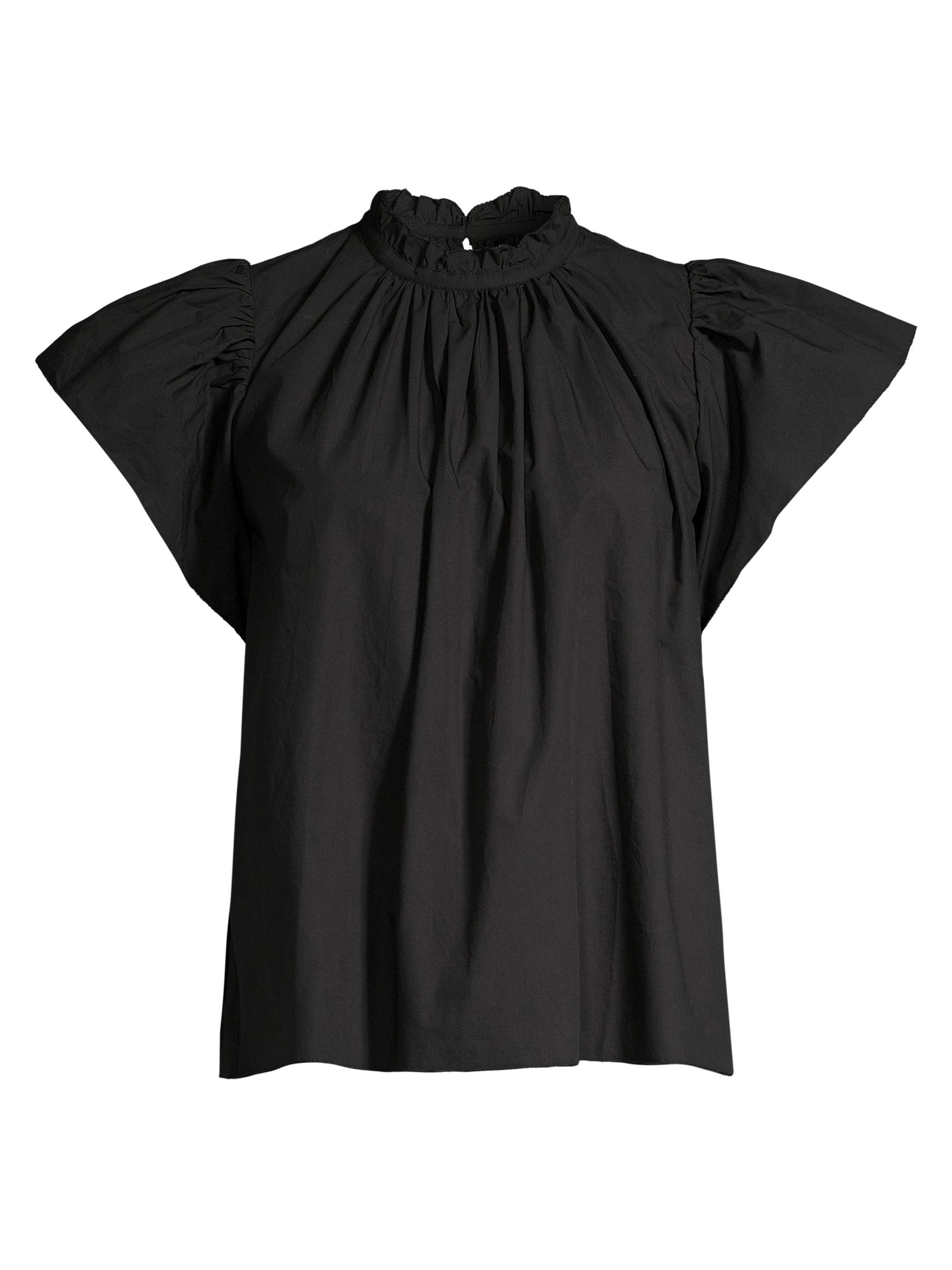 Birds of Paradis Women's Carla Ruffle-Neck Top - Black