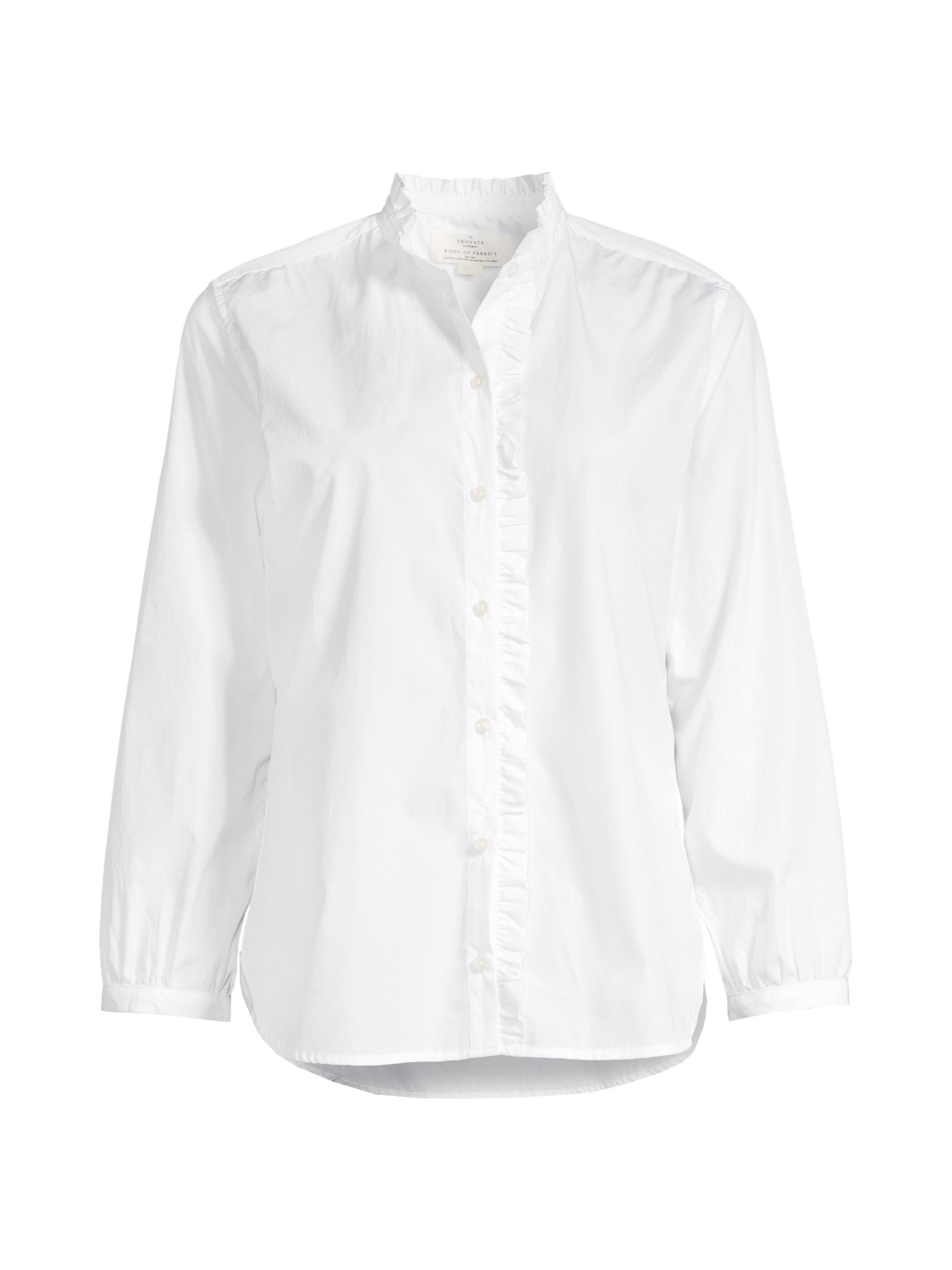 Birds of Paradis Women's Henea Ruffled Cotton Shirt - White