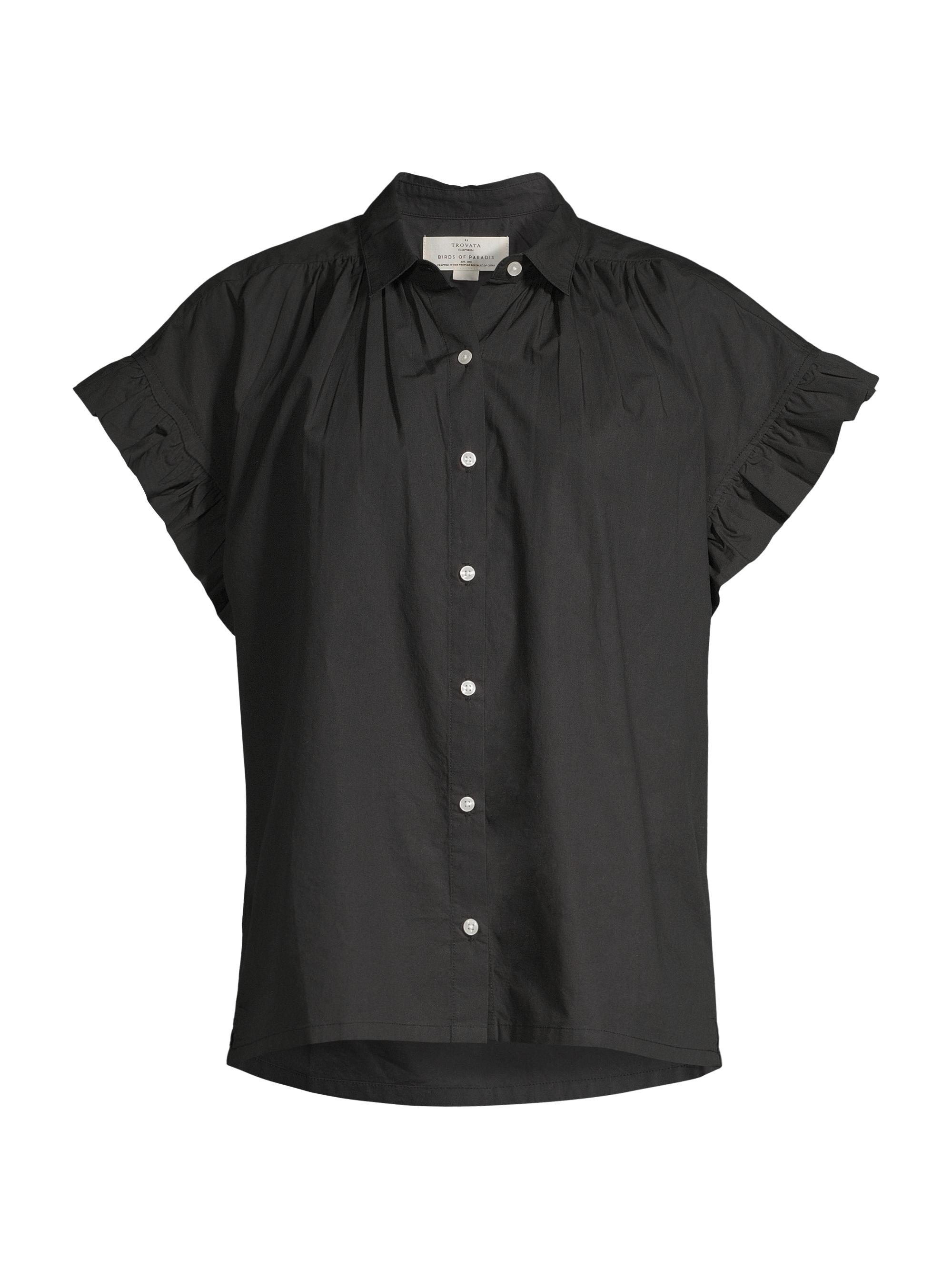 Birds of Paradis Women's Marianne B Ruffled Cotton Button-Front Shirt - Black