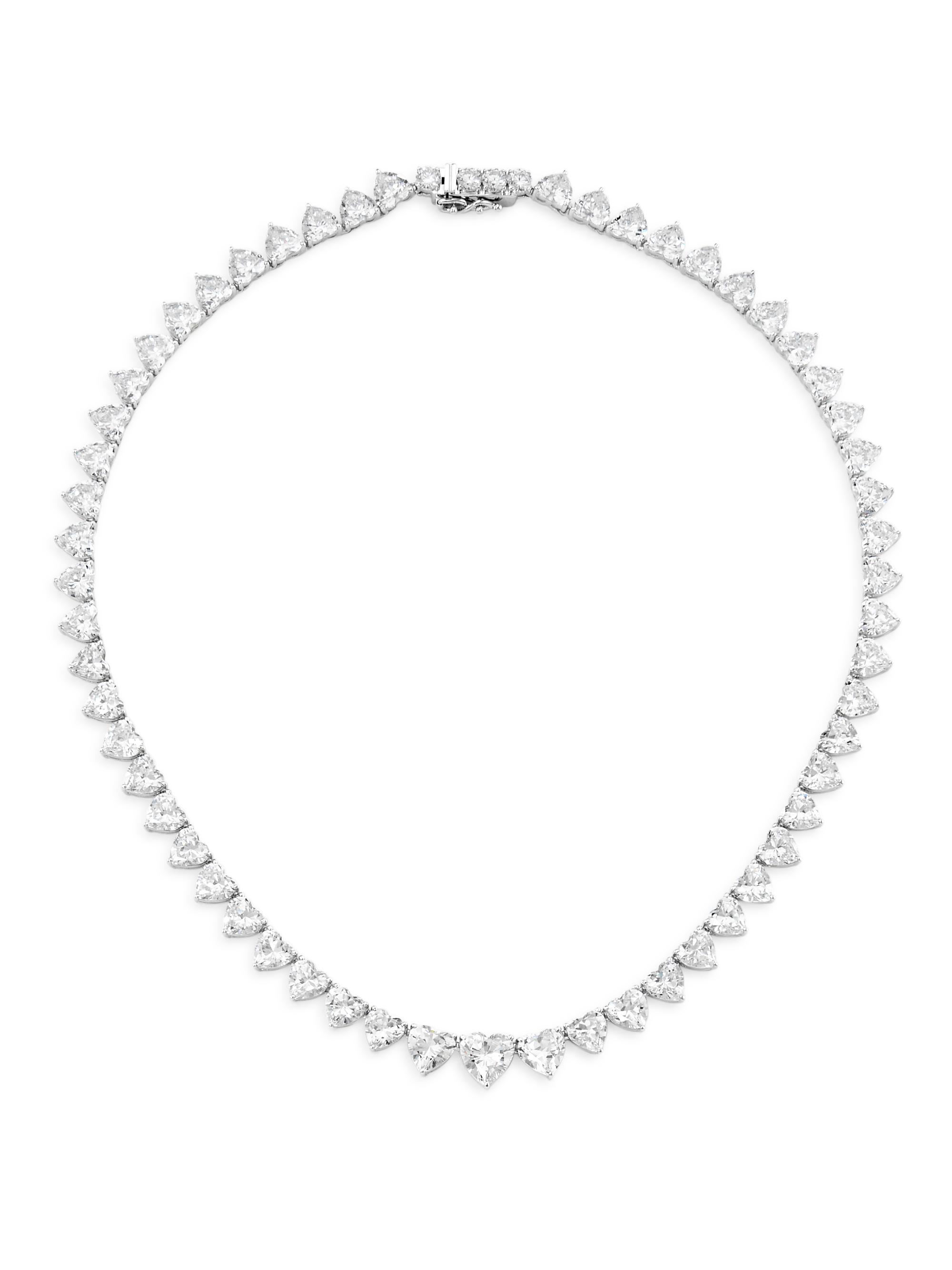 Adriana Orsini Women's Real Love Sterling Silver & Cubic Zirconia Heart Tennis Necklace - Rhodium