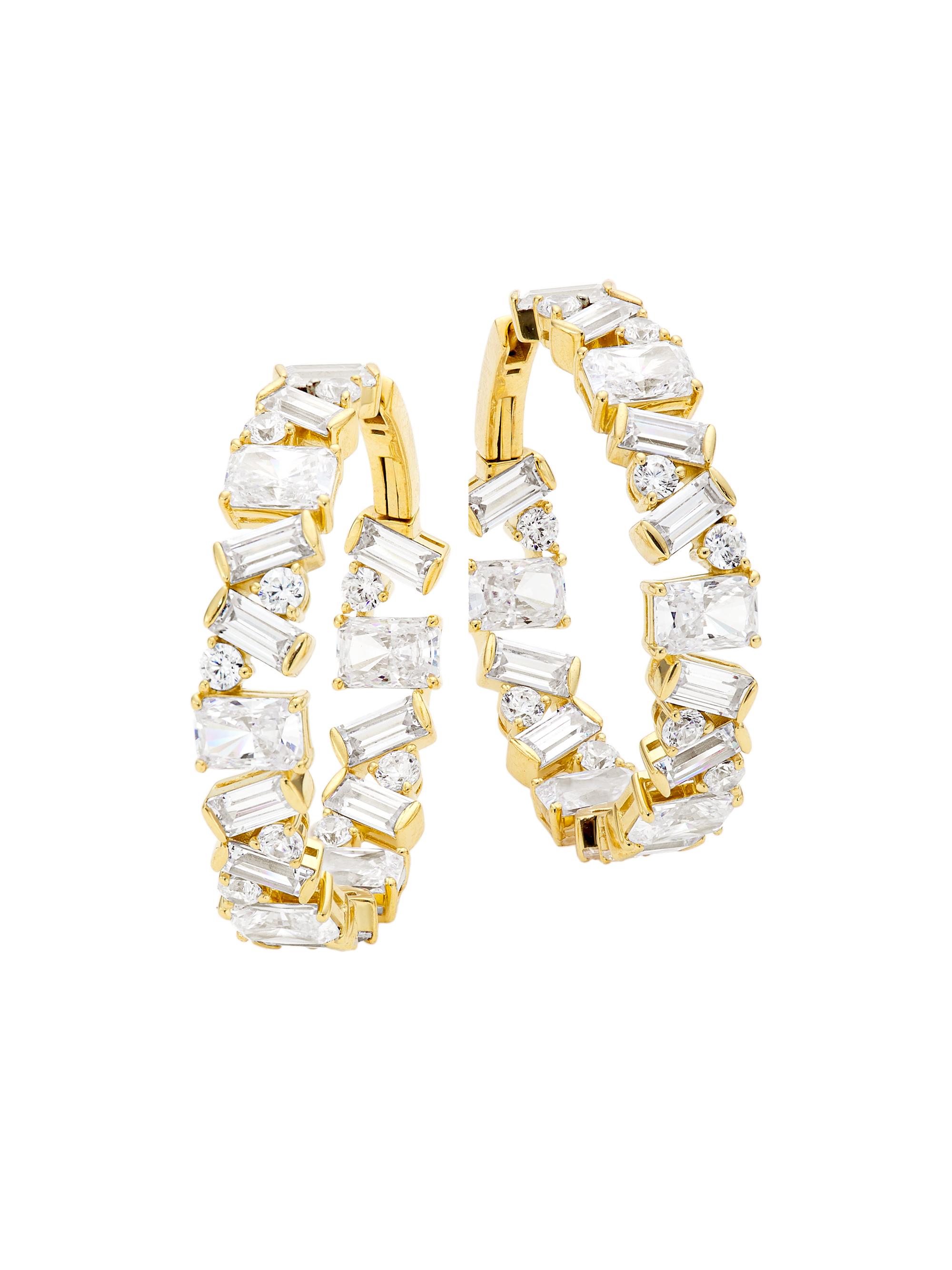 Adriana Orsini Women's Jazz Deco 18K Gold-Plated & Cubic Zirconia Hoop Earrings - Gold