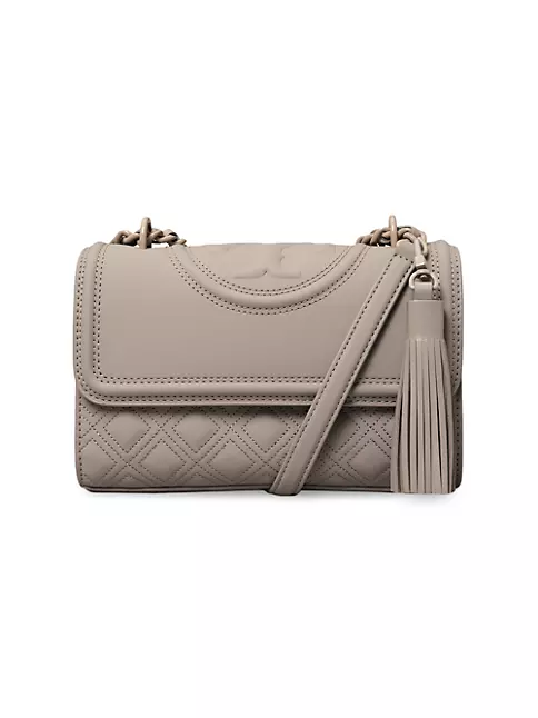 Tory Burch Fleming Matte Chain Wallet Handbags Gray Heron : One Size