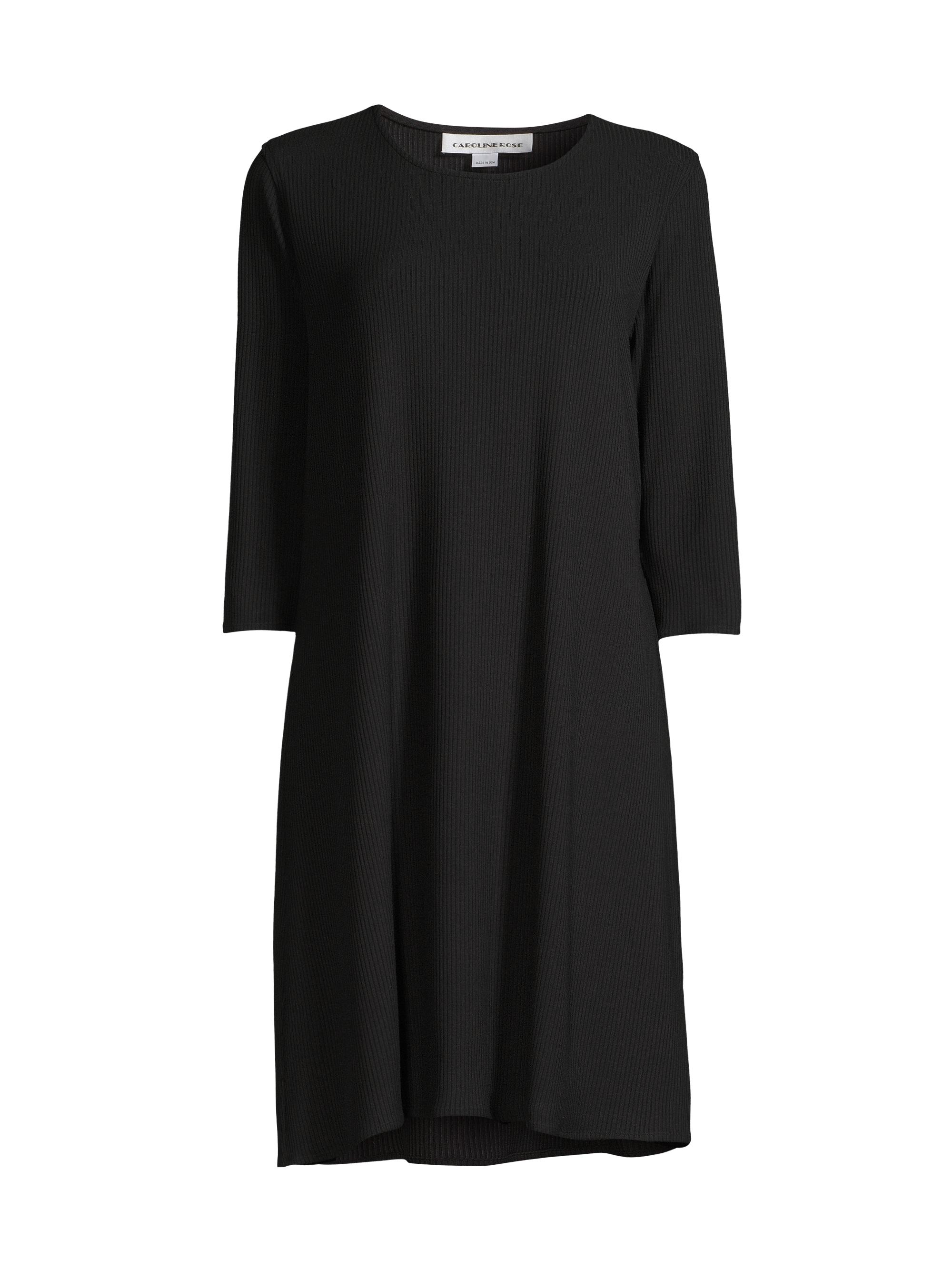 Caroline Rose Women's Rib-Knit A-Line Dress - Black