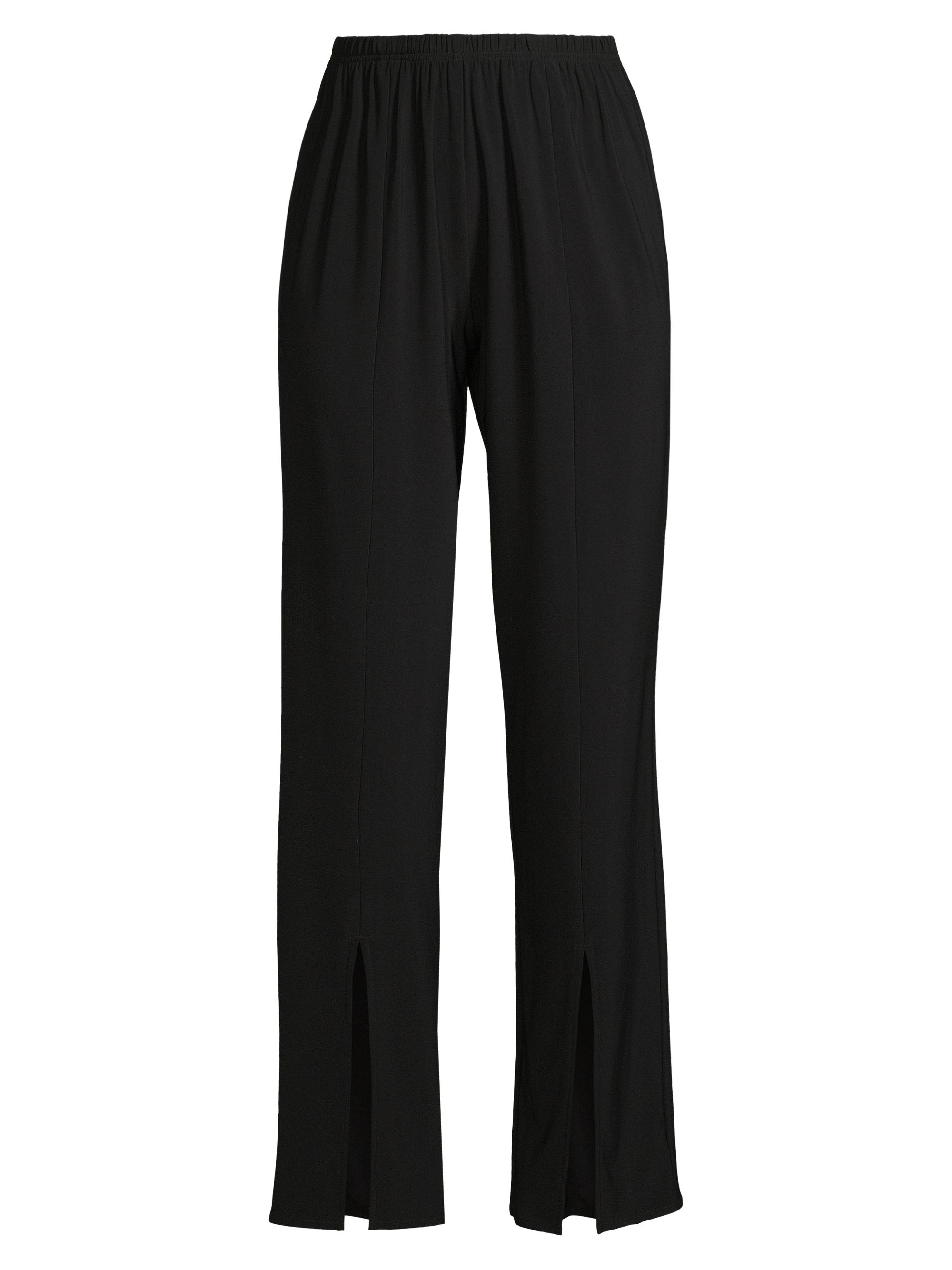 Caroline Rose Women's Stretch-Knit Split Hem Pants - Black