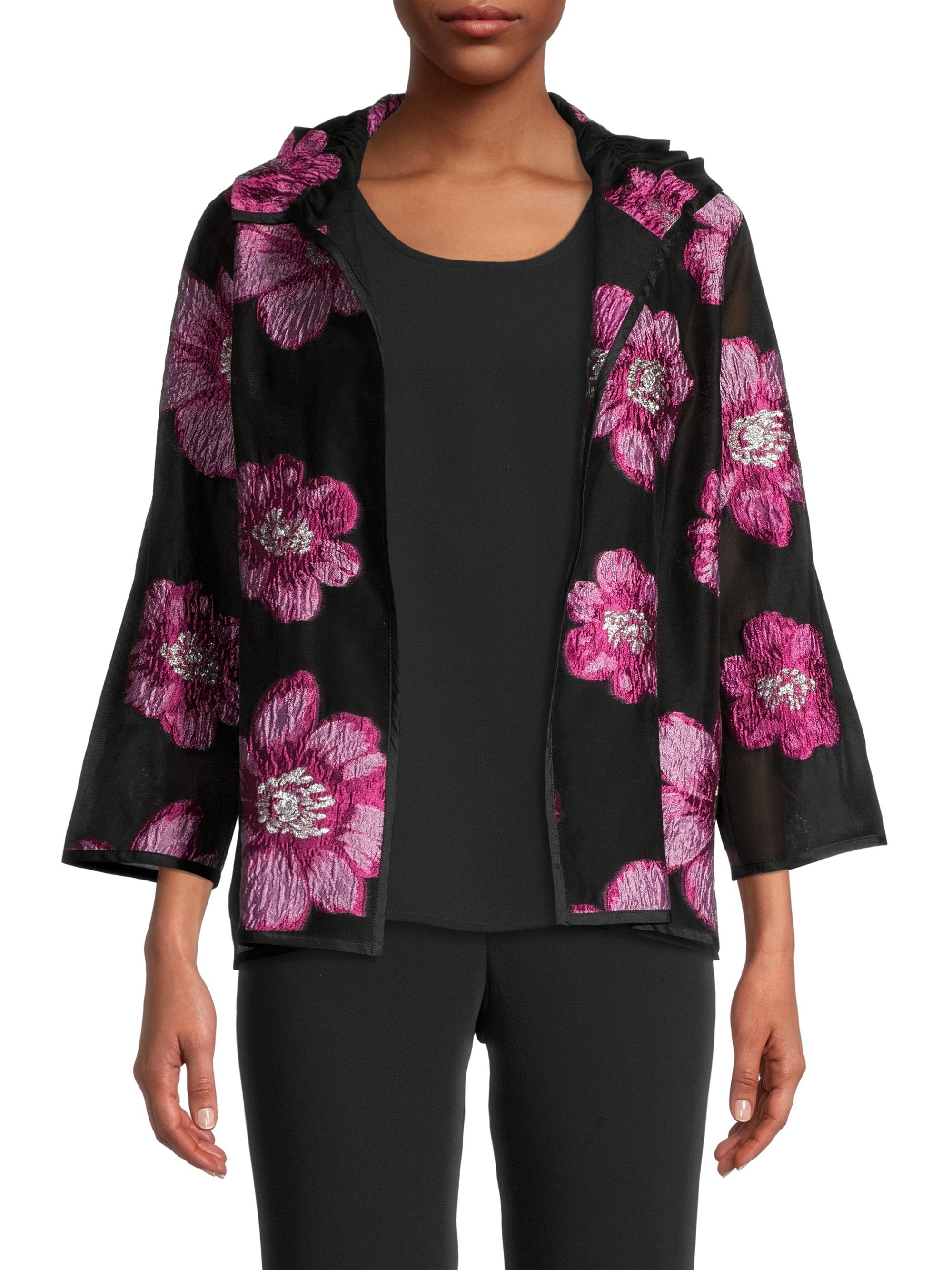 Caroline Rose Open-Front Floral Jacquard Jacket | Saks Fifth Avenue