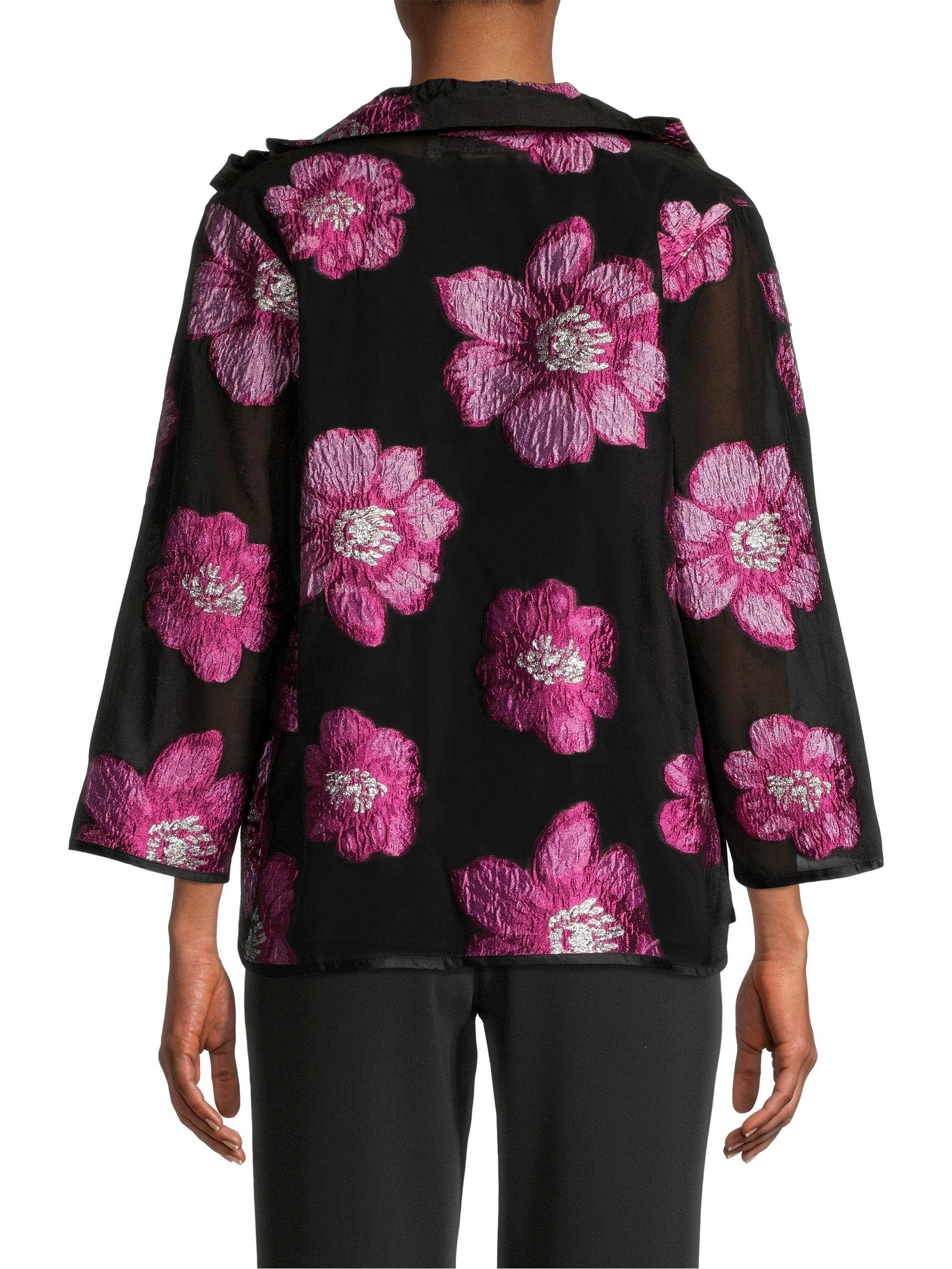 Caroline Rose Open-Front Floral Jacquard Jacket | Saks Fifth Avenue