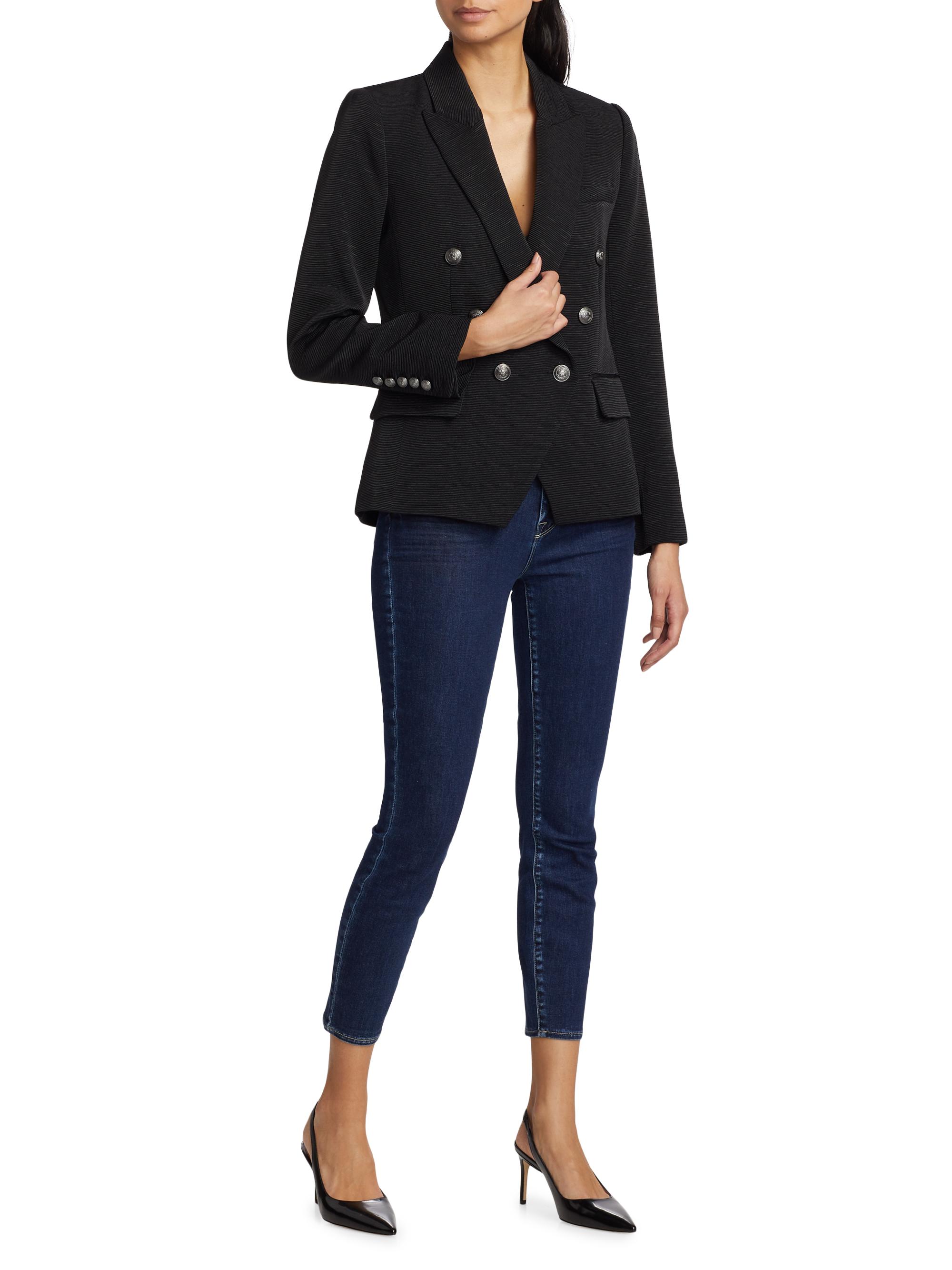 D872★  女性オーナー　ダブル　confidence in textiles L'AGENCE Kenzie Cotton-Blend Double-Breasted Blazer | Saks