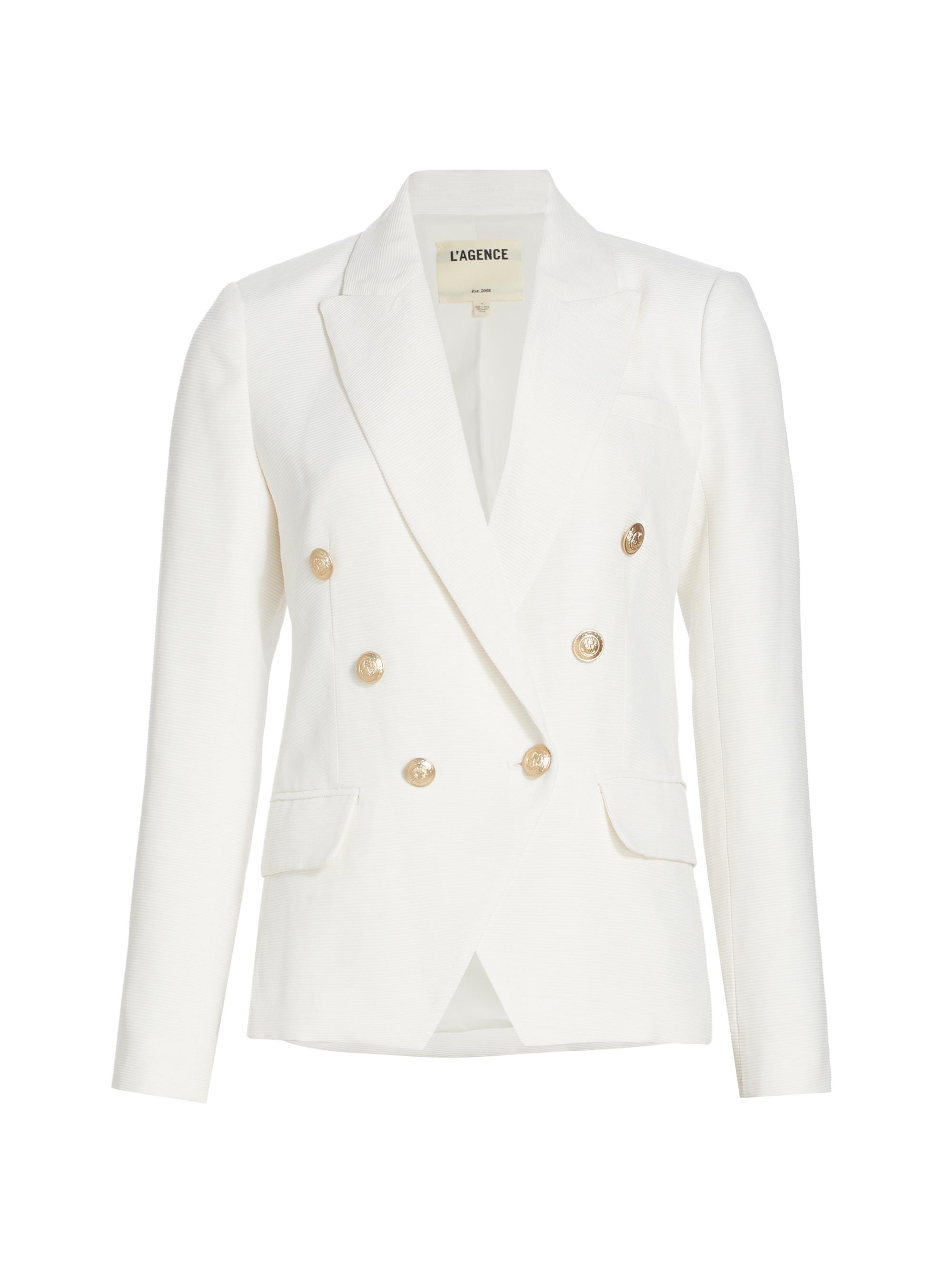 L'AGENCE Kenzie Cotton-Blend Double-Breasted Blazer | Saks Fifth