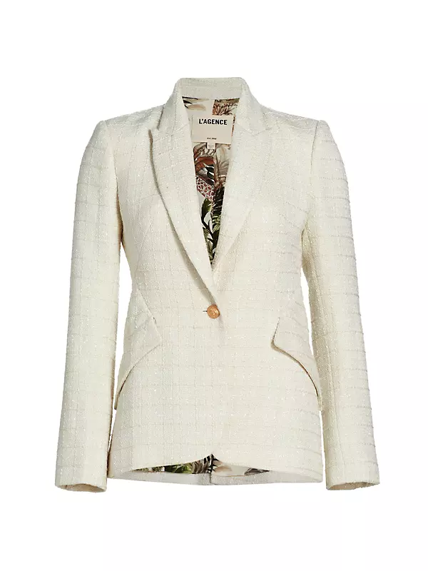 Shop L'AGENCE Chamberlain Tweed Single-Button Blazer