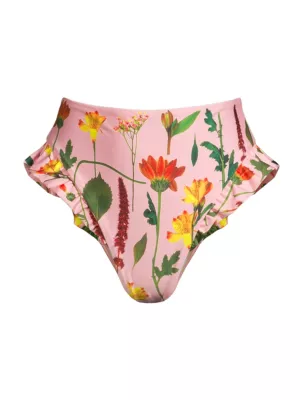 Shop Agua by Agua Bendita High-Waisted Floral Bikini Bottom | Saks Fifth  Avenue