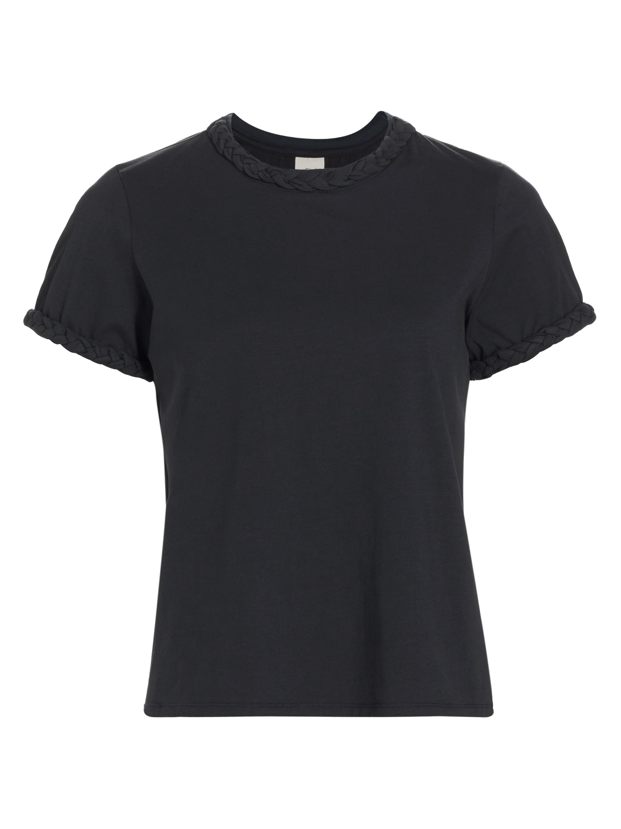 Cinq à Sept Women's Braided Cotton Pullover Tee - Navy