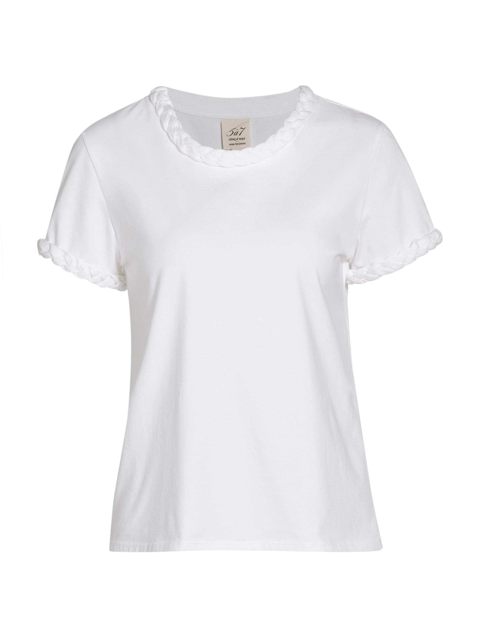 Cinq à Sept Women's Braided Cotton Pullover Tee - White
