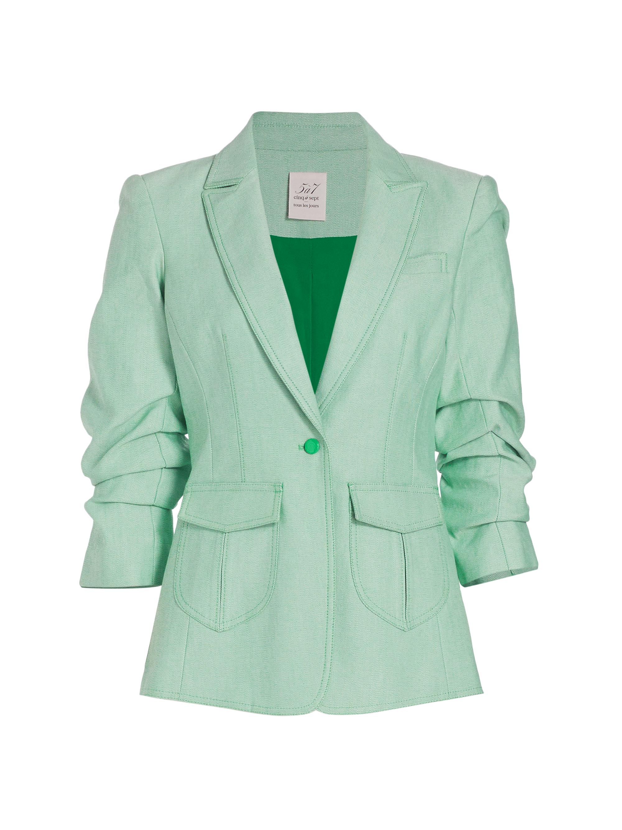 CINQ A SEPT Women's Louisa Peak Stretch Denim Blazer - Light Marine Green