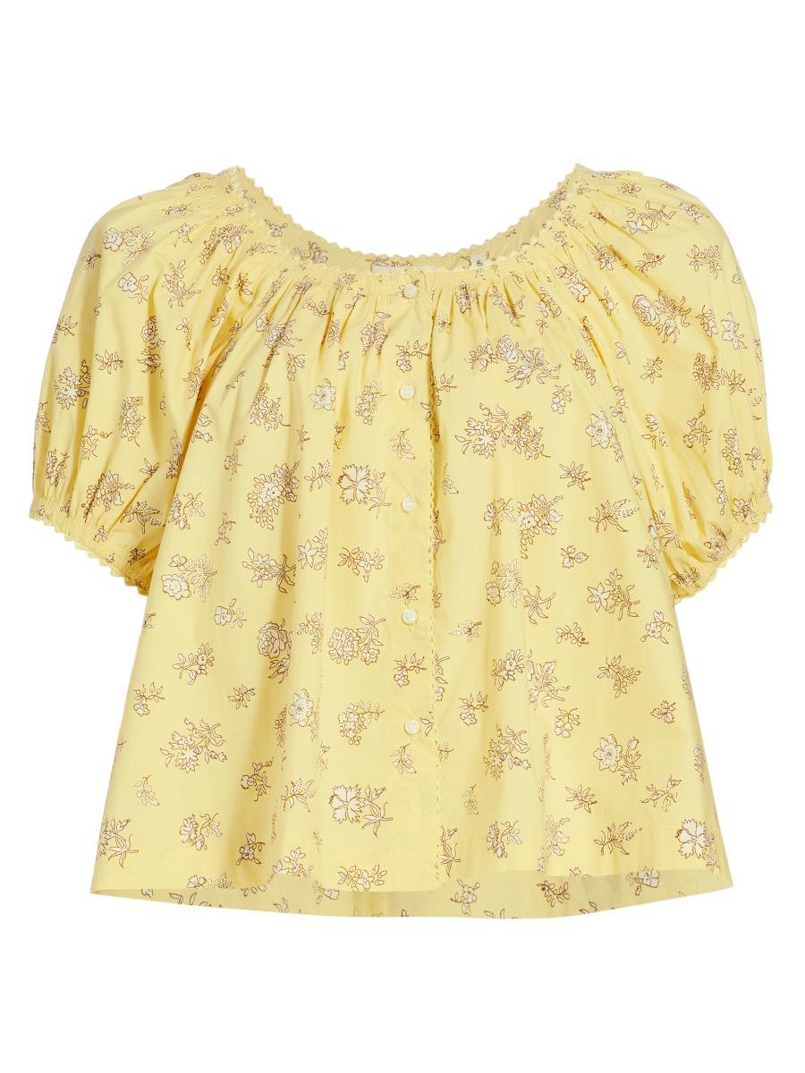 DÔEN Tennessee Floral Puff-Sleeve Top | Saks Fifth Avenue