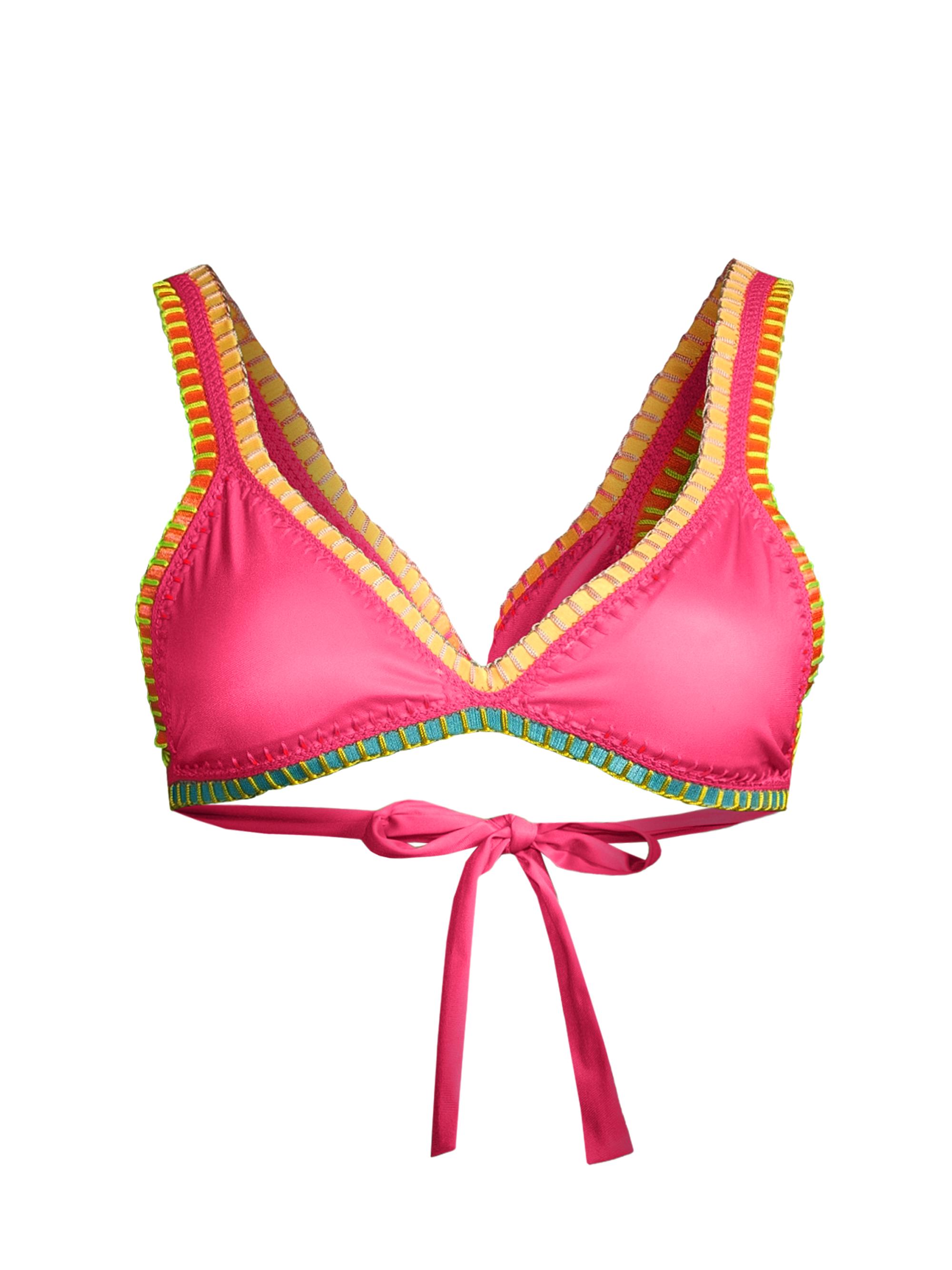 PQ Women's Platinum Crochet-Trimmed Bikini Top - Pink Multi