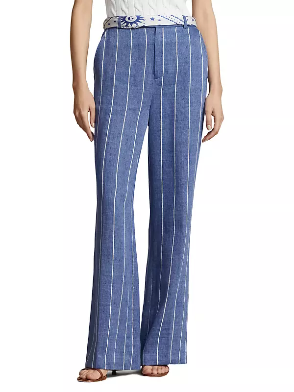 Buy Polo Ralph Lauren Women Natural Silk-Linen Wide-Leg Pant
