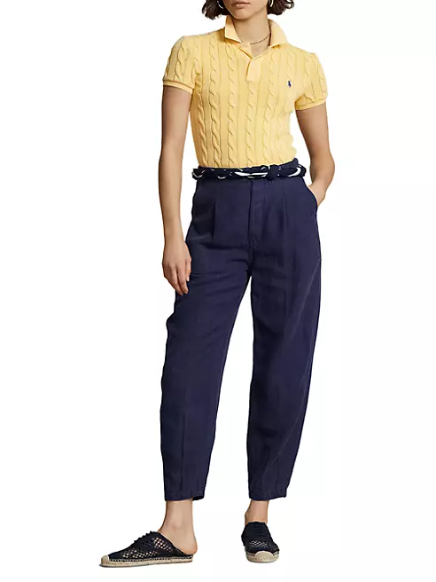 Ralph Lauren Sequined Cable-Knit Polo Shirt - ShopStyle Tops