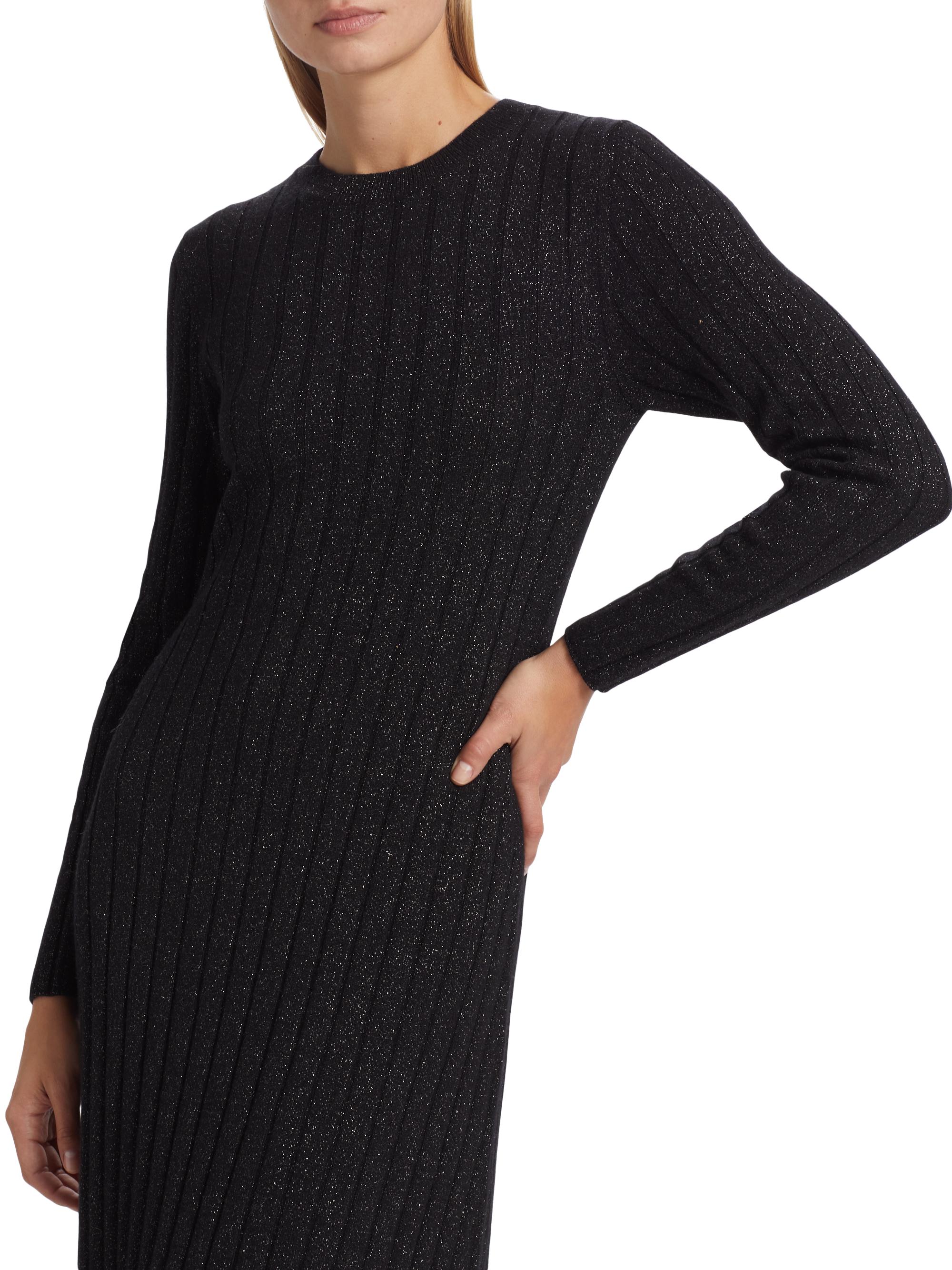 Saks Fifth Avenue Women's Metallic Rib-Knit Midi-Dress - Black - Size Medium