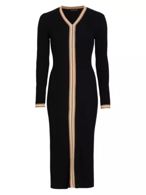 Shop Saks Fifth Avenue Contrast Rib-Knit Midi-Dress | Saks Fifth Avenue