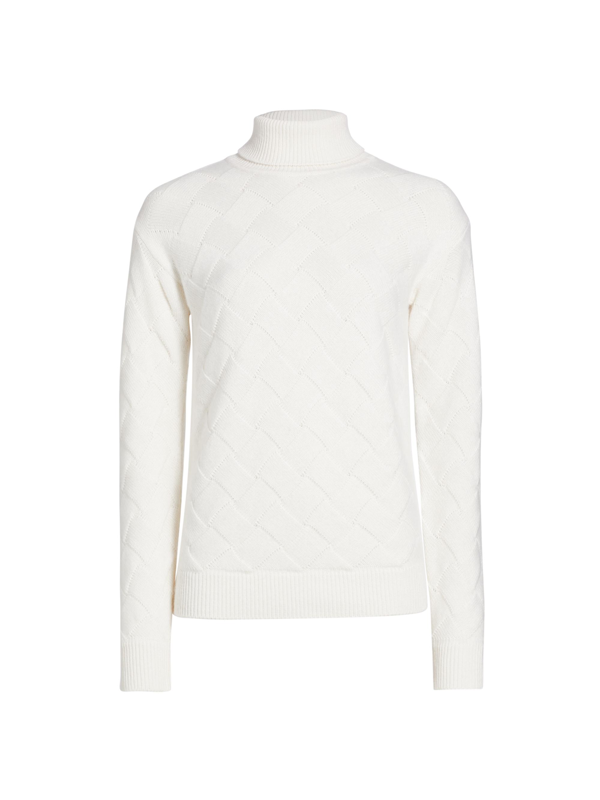 Saks Fifth Avenue Women's Basketweave Knit Turtleneck Sweater - Egret