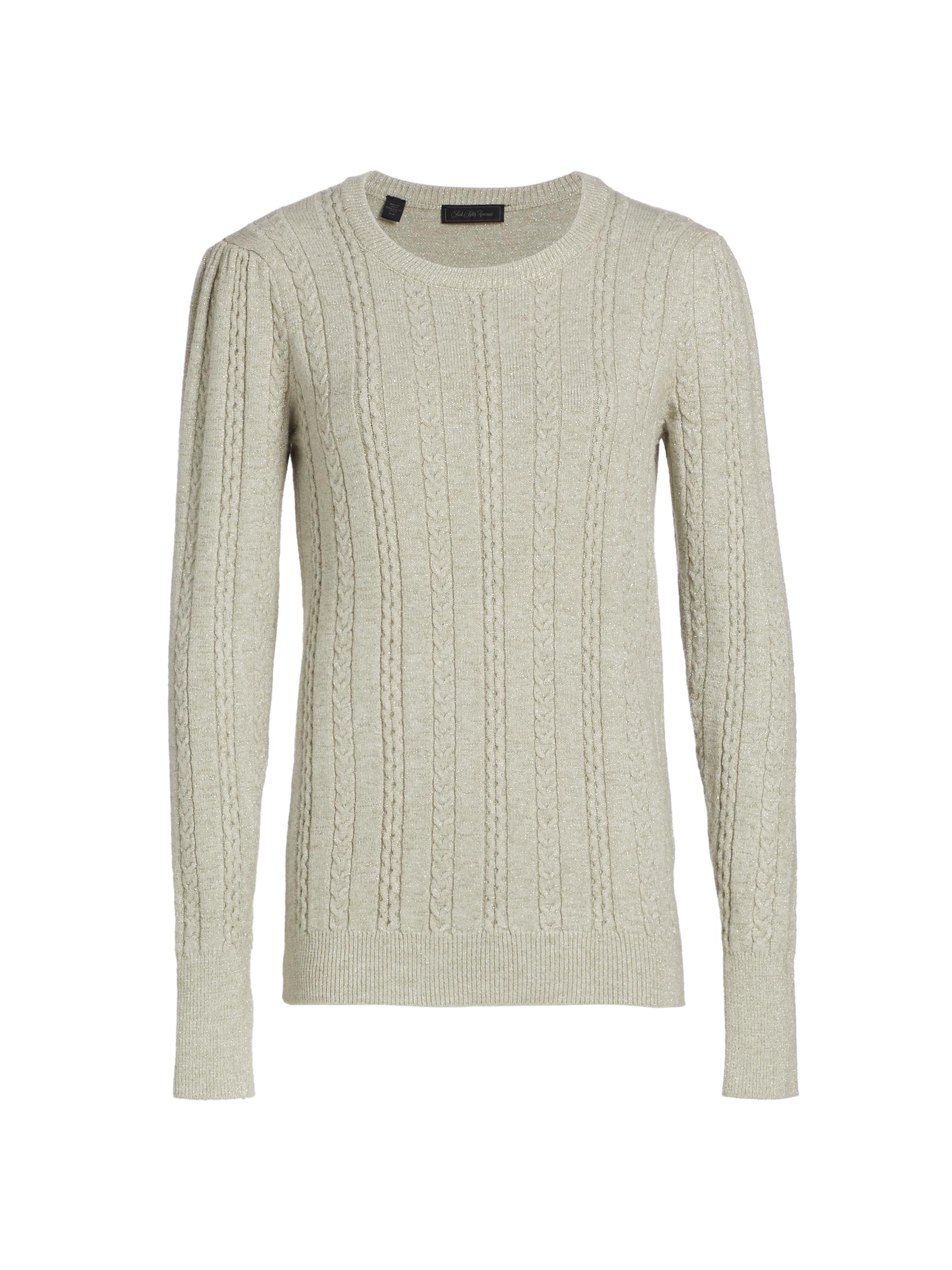 Saks Fifth Avenue Women's COLLECTION Sparkle Cable-Knit Sweater - Oyster