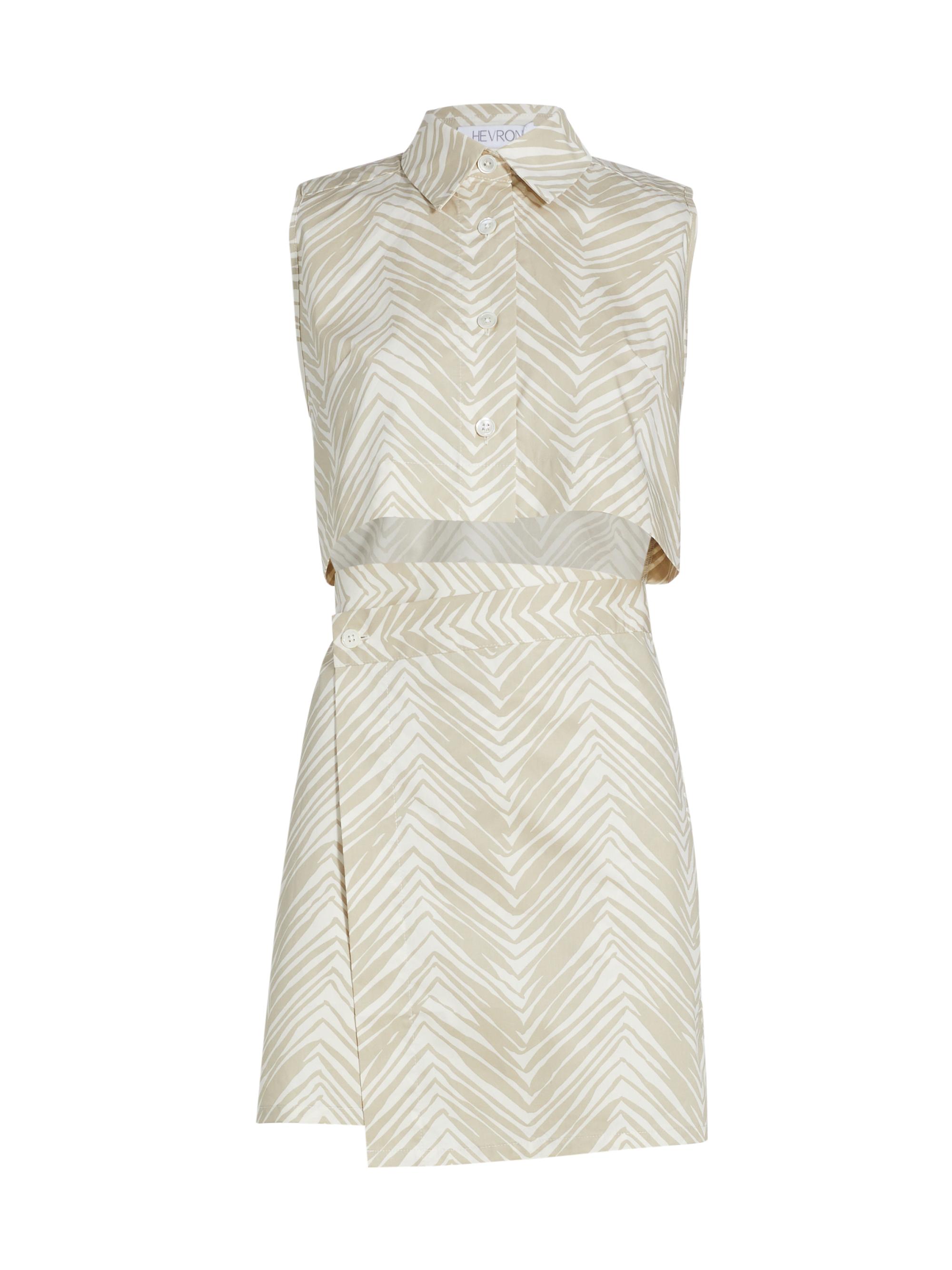 Hevron Women's Kimmia Chevron Cotton Sleeveless Minidress - Sand