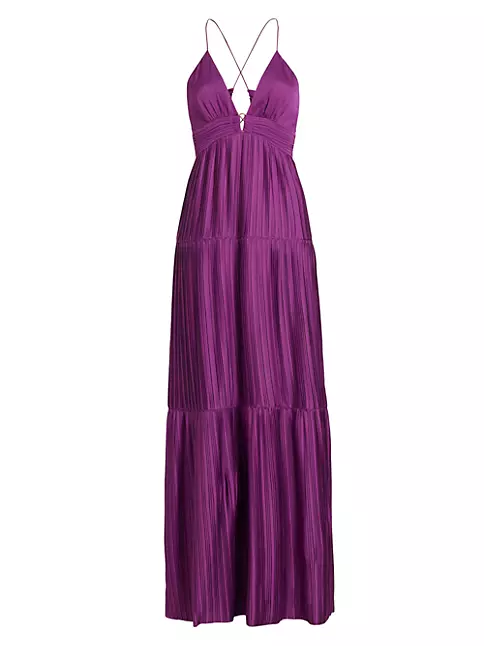 Ba&Sh Women's Wasta Pleated Satin Maxi Dress Purple