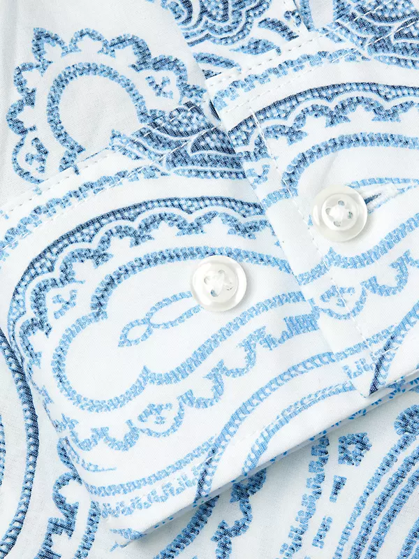 Fashion Print Paisley Pattern Men's Long Sleeve Shirt Button Down Work  Shirt Casual Beach Shirt Tops
