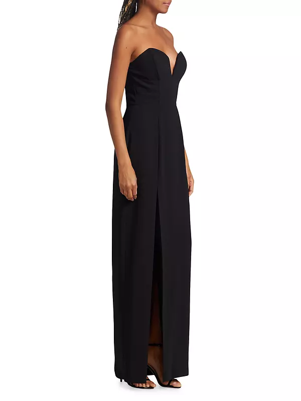 Womens Sweetheart-Neck Stretch-Crepe Gown Black