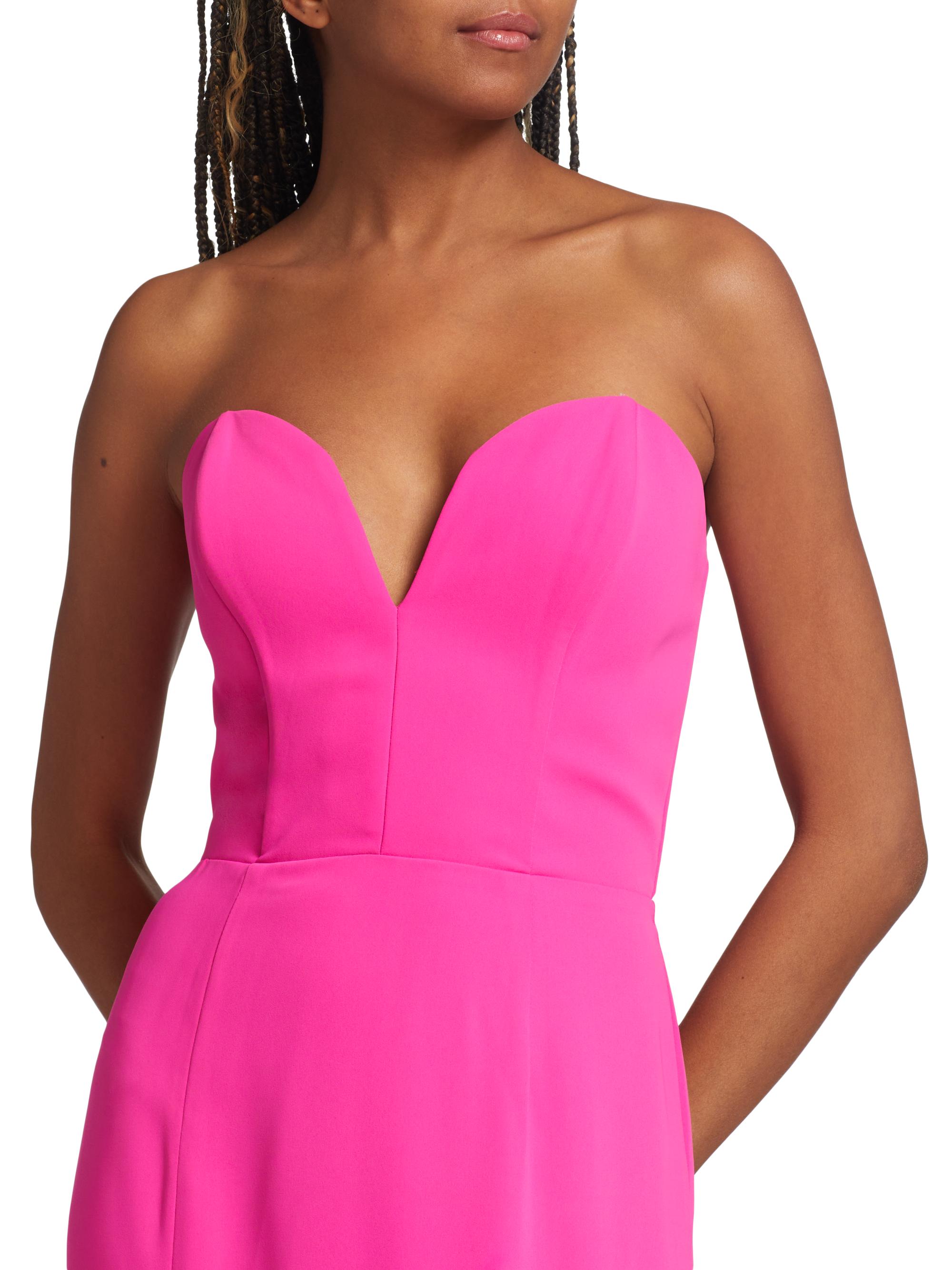 Amanda Uprichard Women's Cherri Crepe Plunging Sweetheart Gown - Hot Pink - Size Small