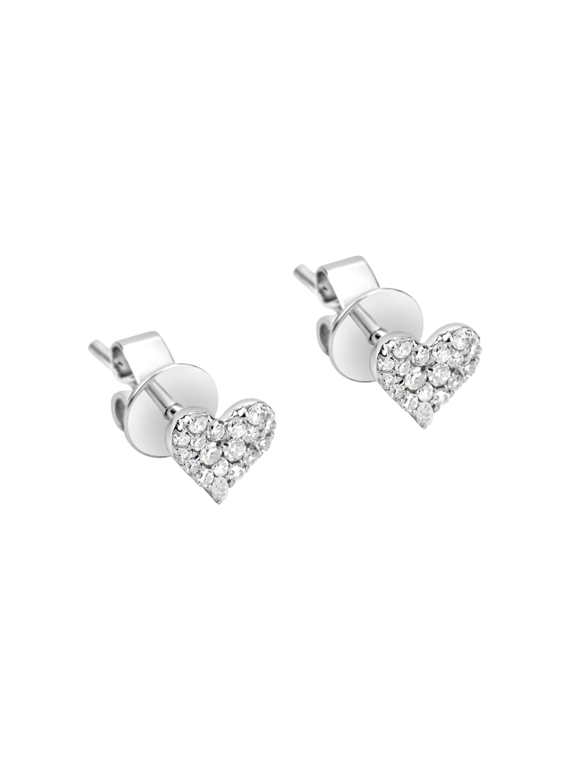 Meira T Women's 14K White Gold & 0.15 TCW Diamond Heart Stud Earrings - White Gold