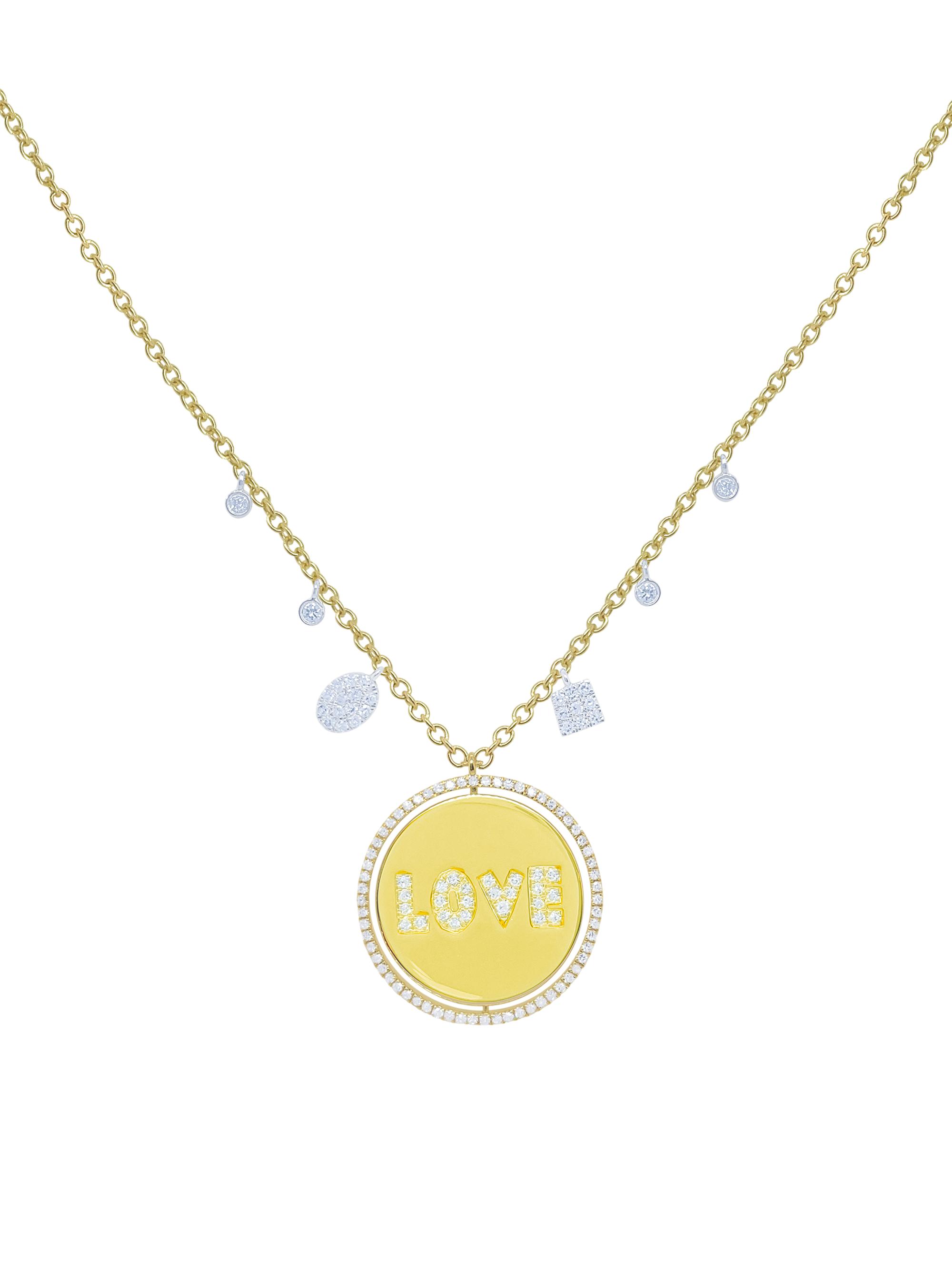 Meira T Women's Two-Tone 14K Gold & 0.04 TCW Diamond "Love" Medallion Necklace - Yellow Gold
