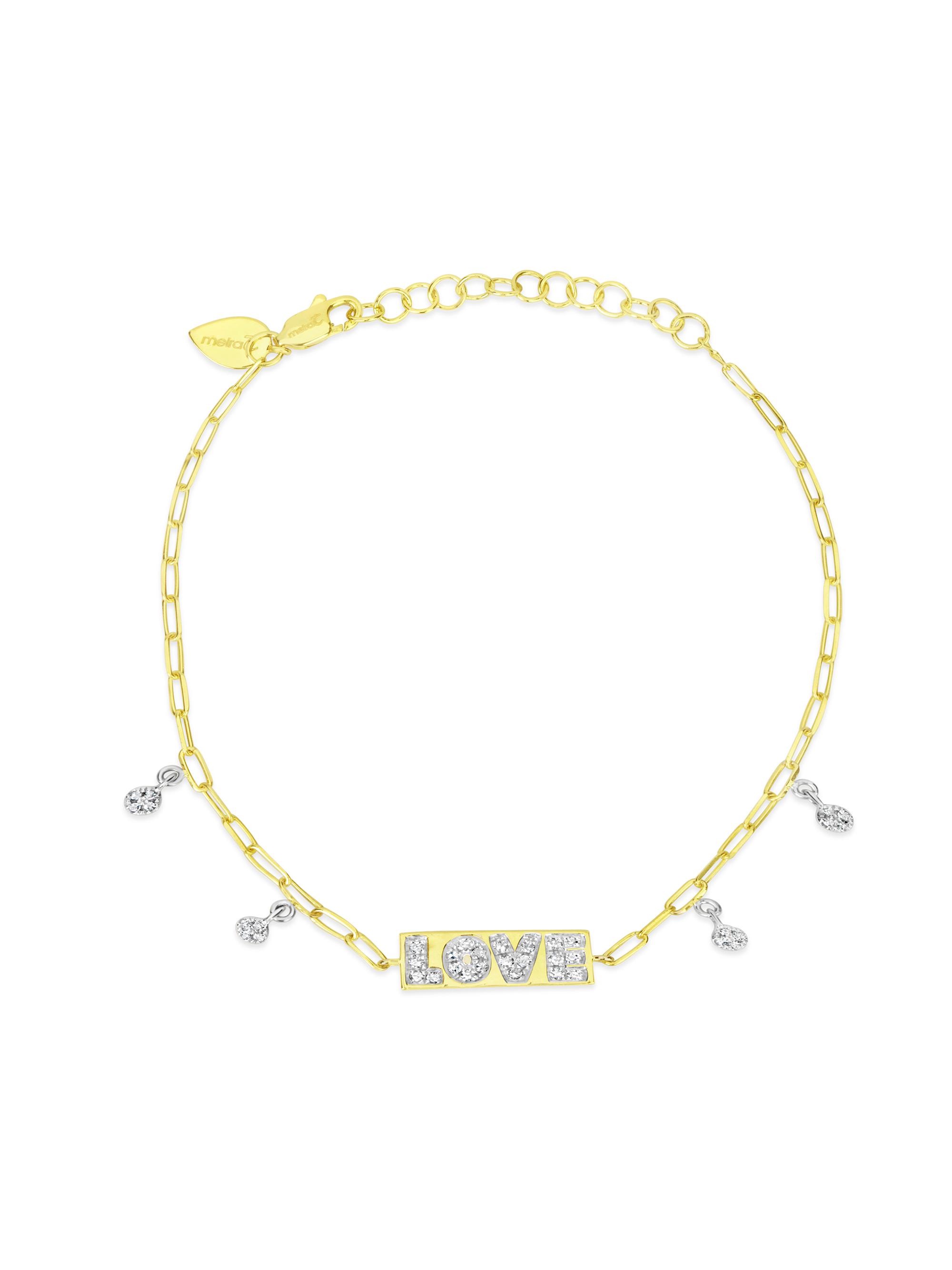 Meira T Women's Love Plate 14K Yellow Gold & 0.15 TCW Diamond Chain Bracelet - Yellow Gold