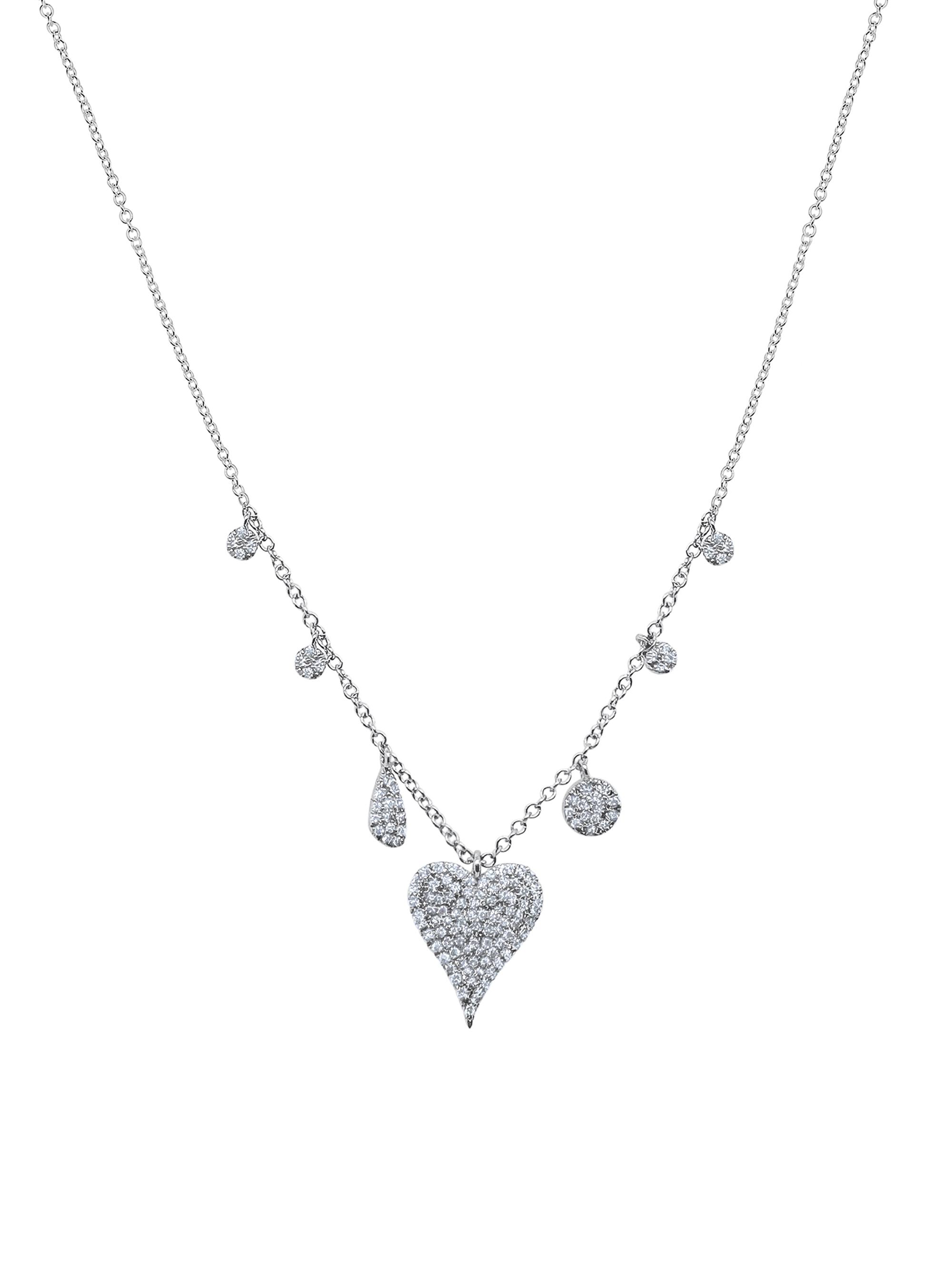 Meira T Women's 14K White Gold & 0.3 TCW Diamond Heart Charm Necklace - White Gold