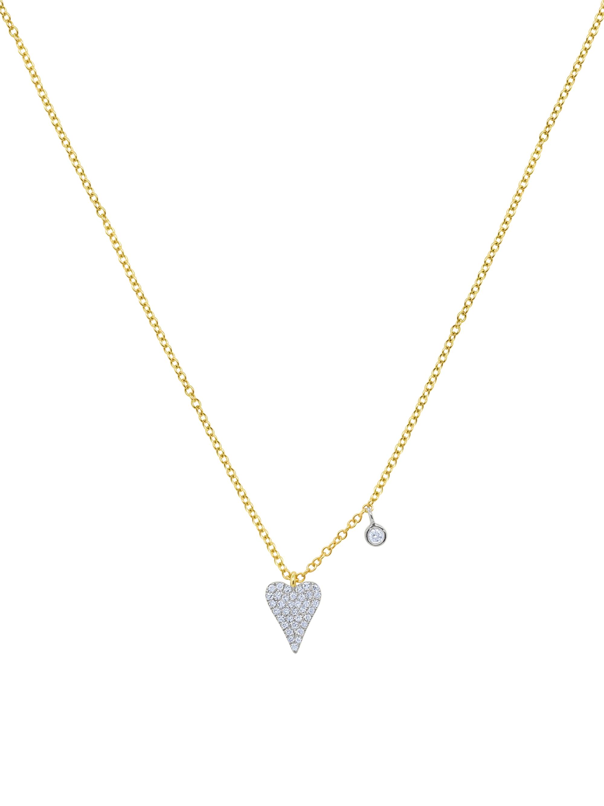Meira T Women's Two-Tone 14K Gold & 0.1 TCW Diamond Heart Pendant Necklace - Yellow White Gold